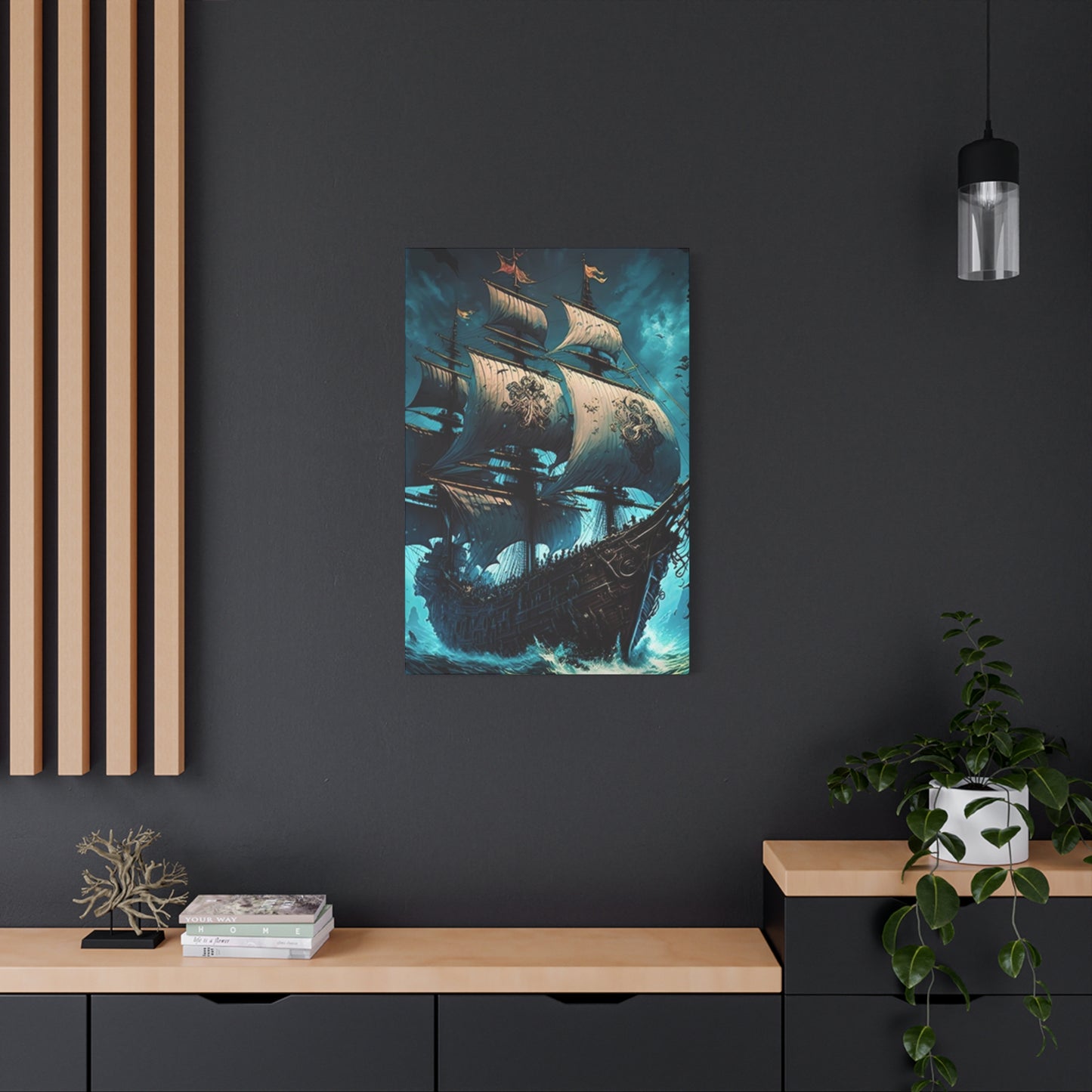 Large Ship Sailing In Night Wall Art & Canvas Prints