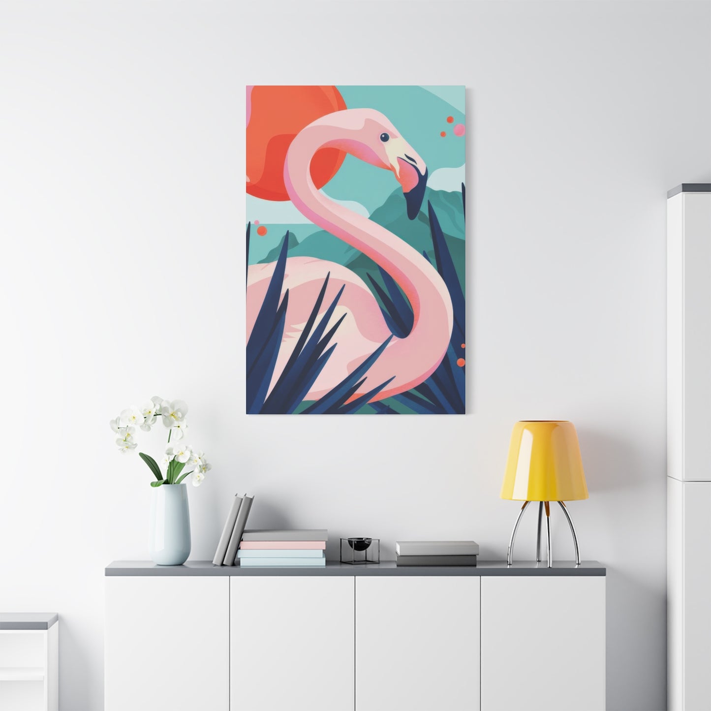 Flamingo Green Blue Wall Art & Canvas Prints