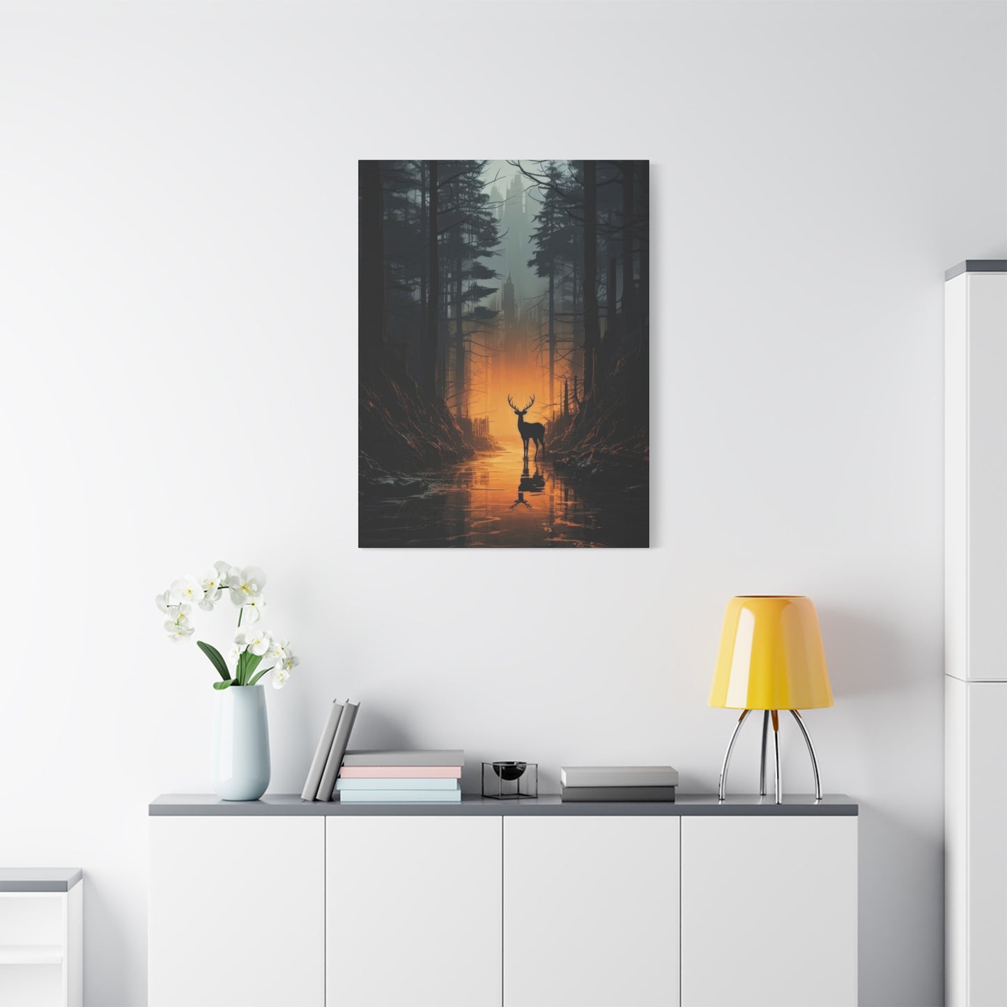 Forest Dark Deer Silhouette Wall Art & Canvas Prints