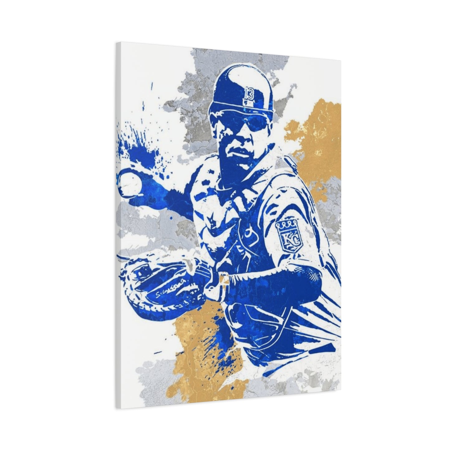 Baseball Fielder Splash Painting Wall Art & Canvas Prints
