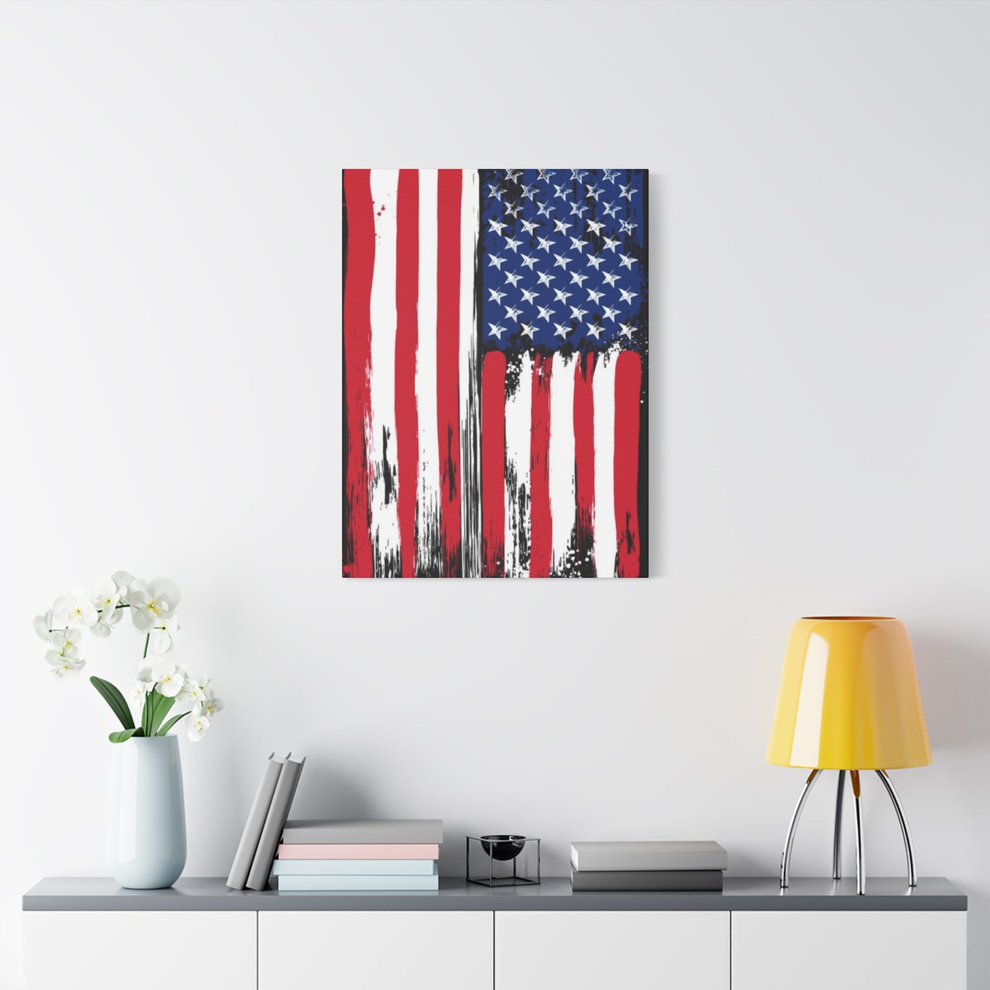 American Flag in Black Background Wall Art & Canvas Prints