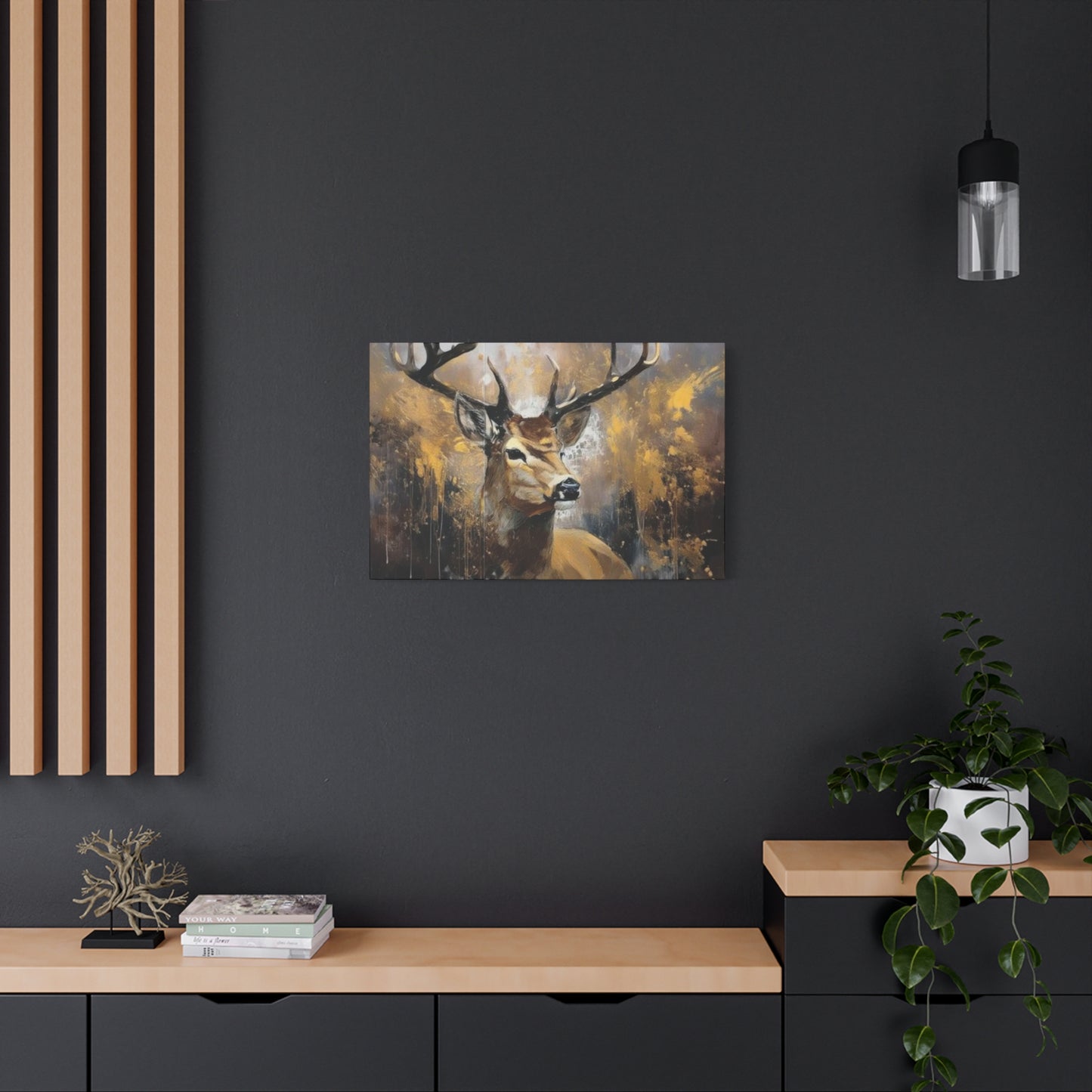 Reindeer Golden Painting Wall Art & Canvas Prints