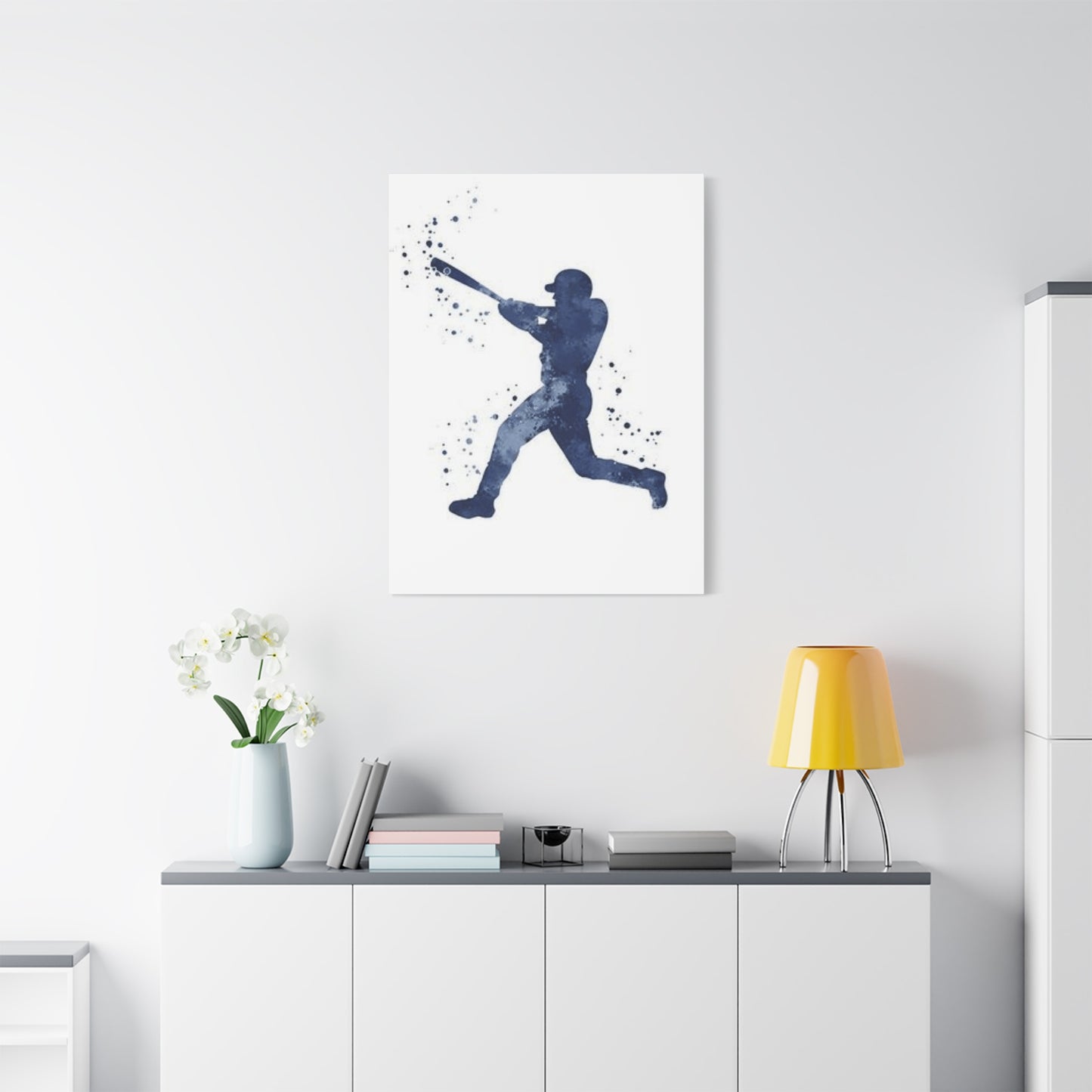 Blue Baseball Player Silhoutte Wall Art & Canvas Prints
