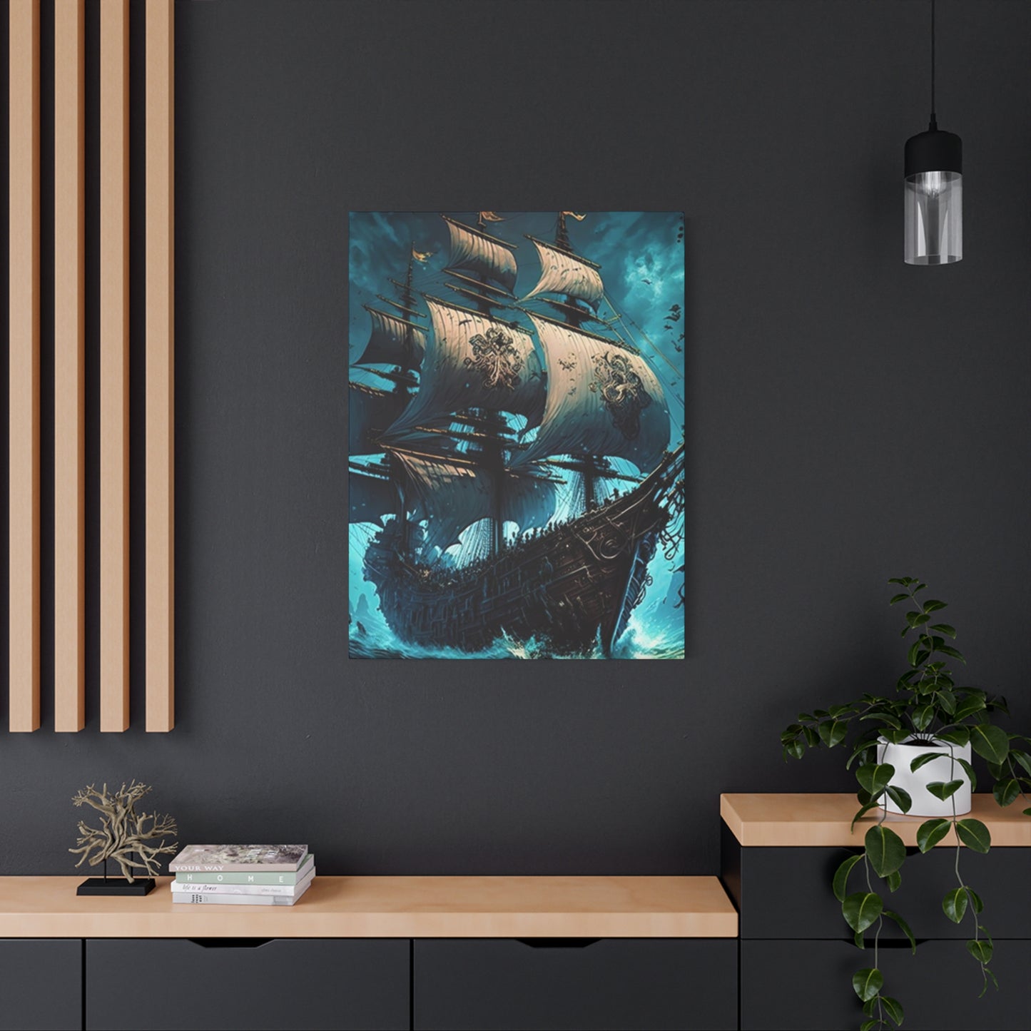 Large Ship Sailing In Night Wall Art & Canvas Prints