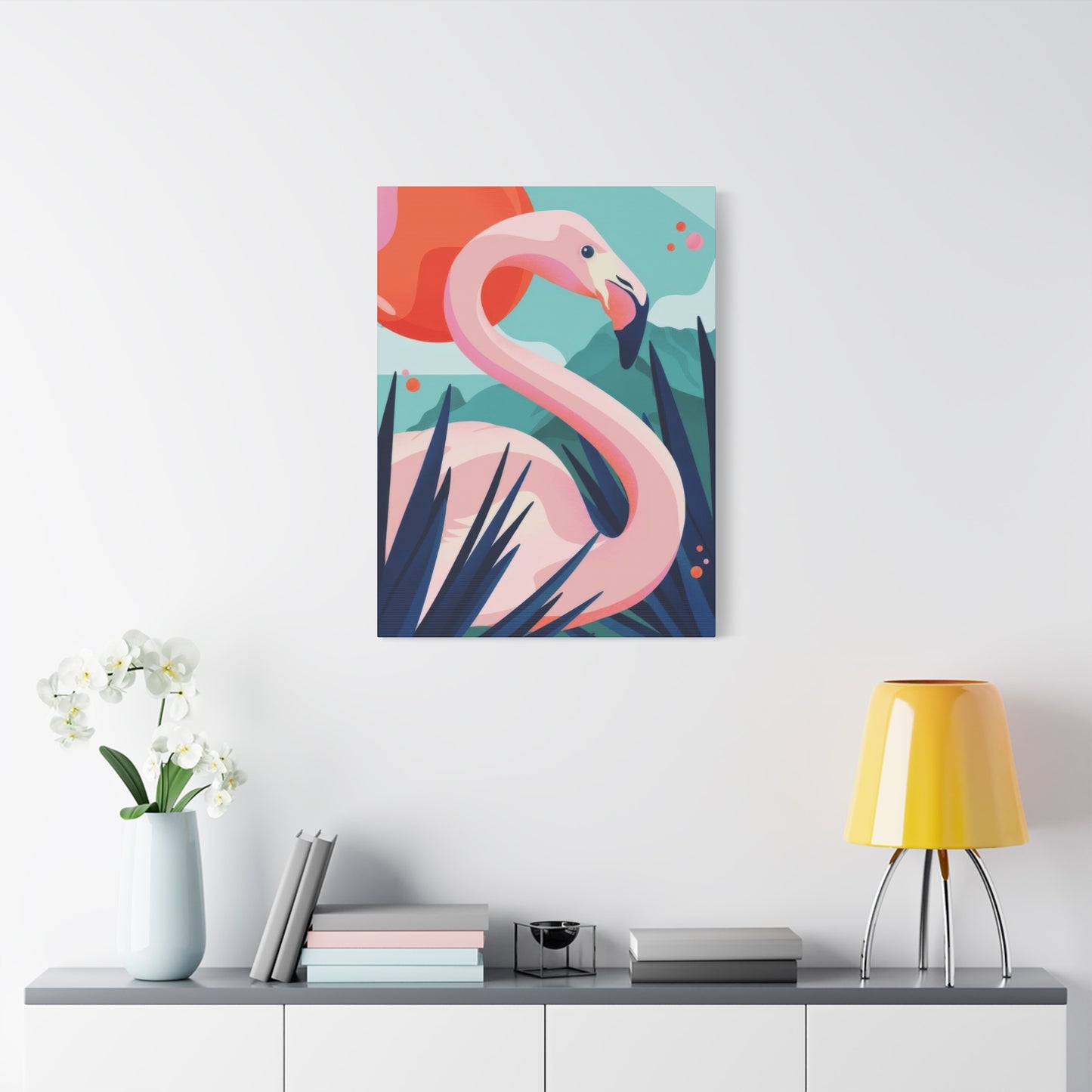 Flamingo Green Blue Wall Art & Canvas Prints