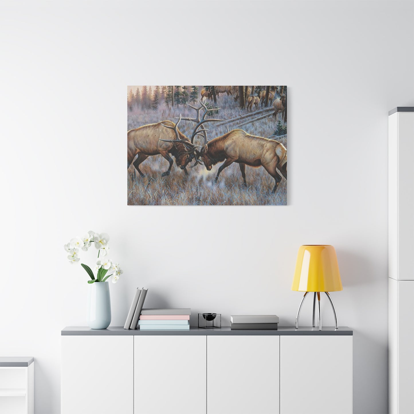Reindeer Fighting Painting Wall Art & Canvas Prints