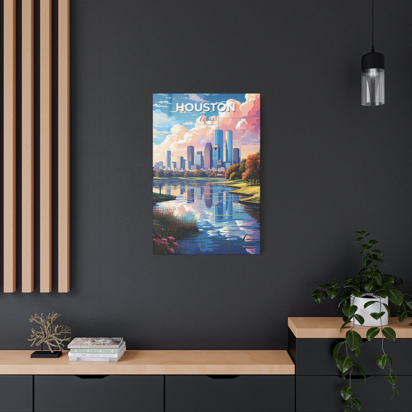 Houston Skyline Riverside Wall Art & Canvas Prints
