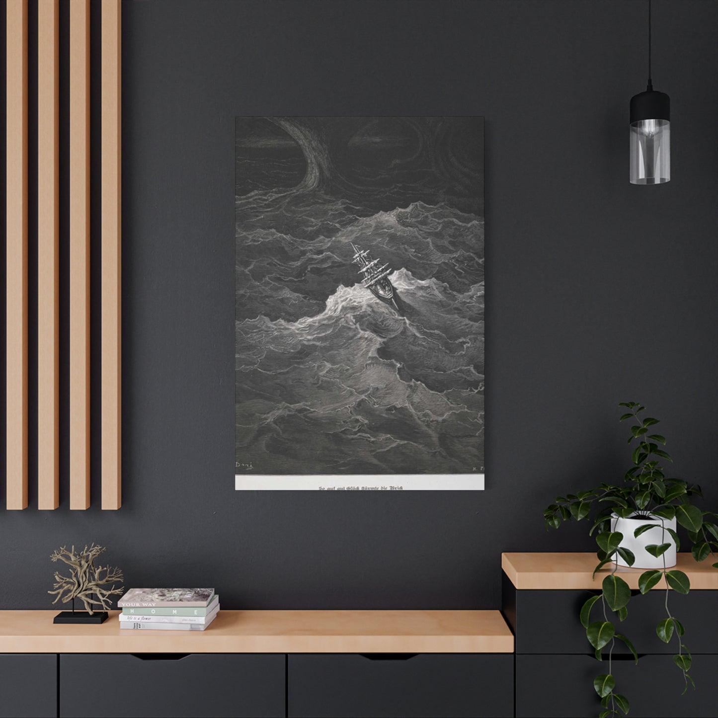 Sailing Ship In Dark Drawing Wall Art & Canvas Prints