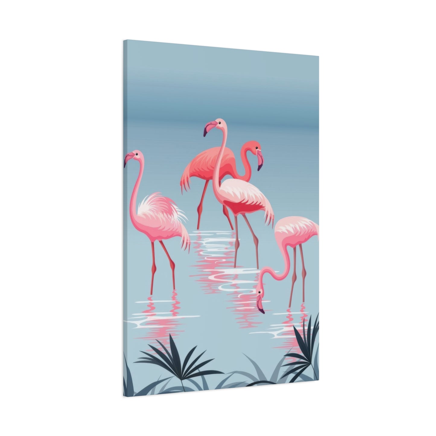 Flamingo Flock In Water Wall Art & Canvas Prints