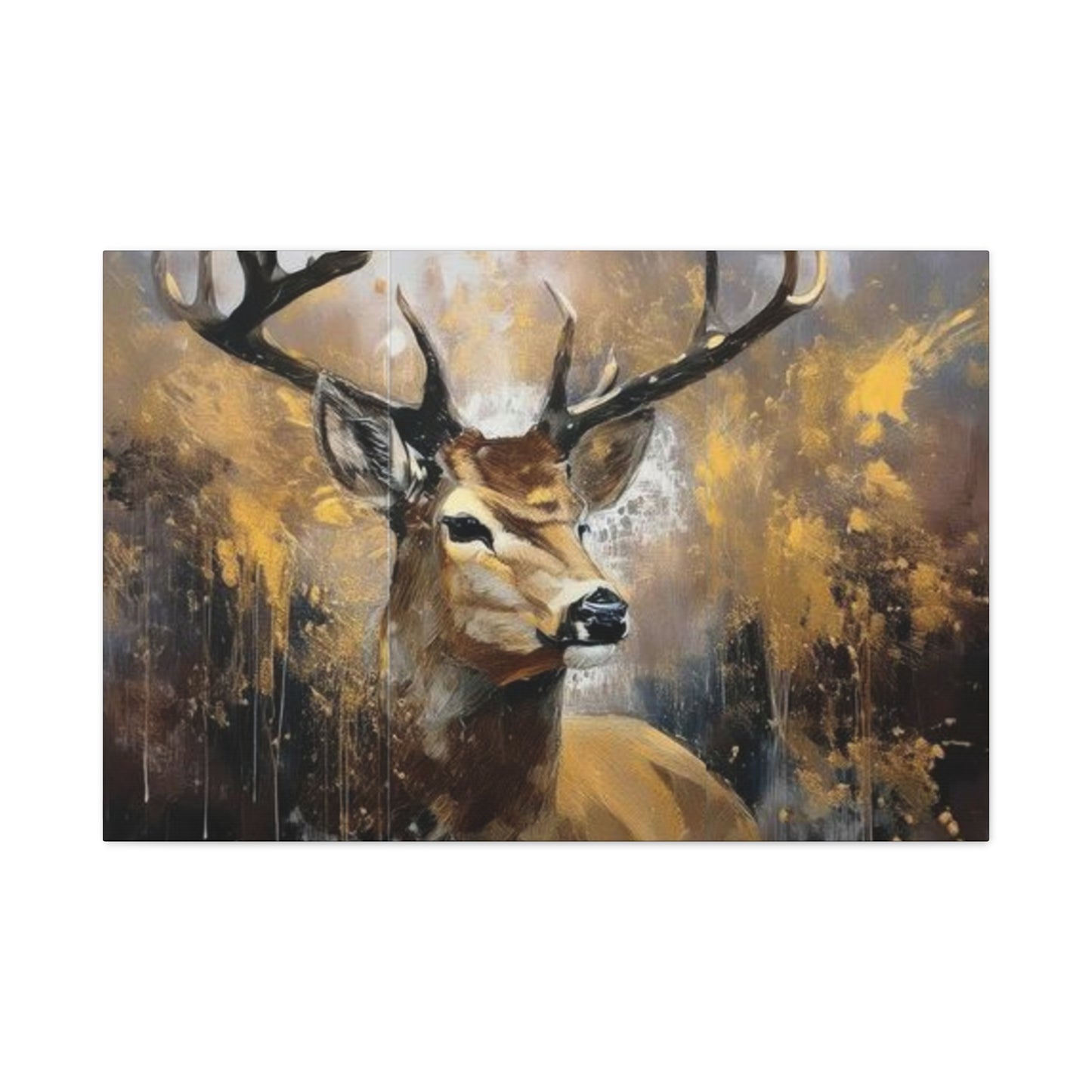 Reindeer Golden Painting Wall Art & Canvas Prints