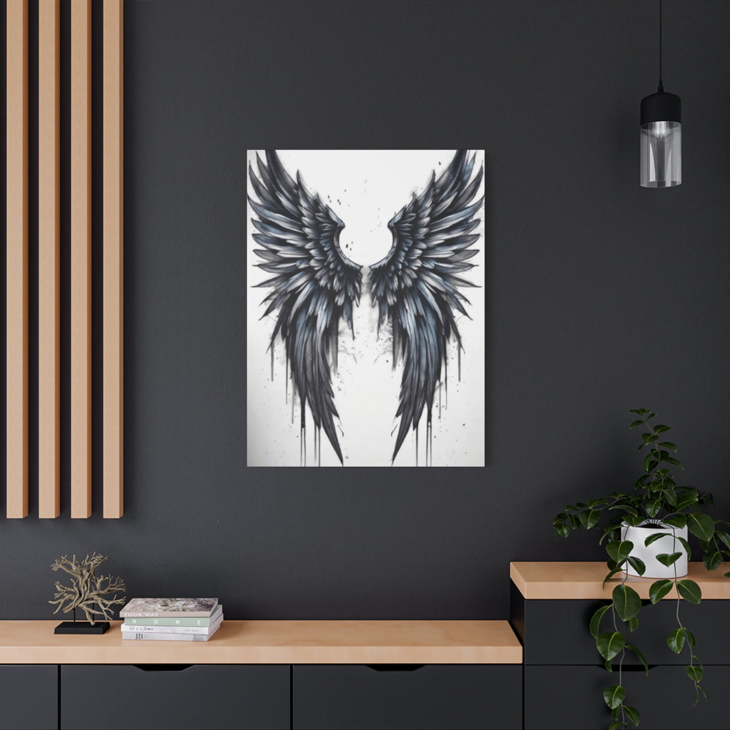 Dark Blue Angel Wings Wall Art & Canvas Prints