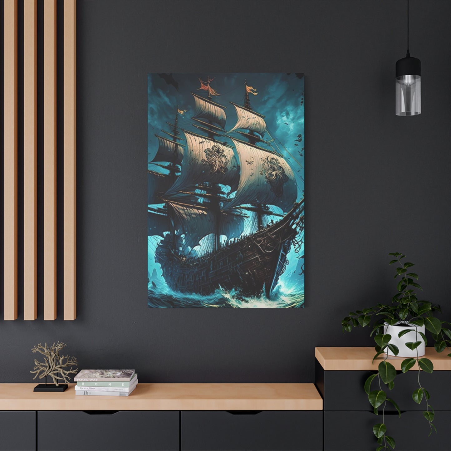 Large Ship Sailing In Night Wall Art & Canvas Prints