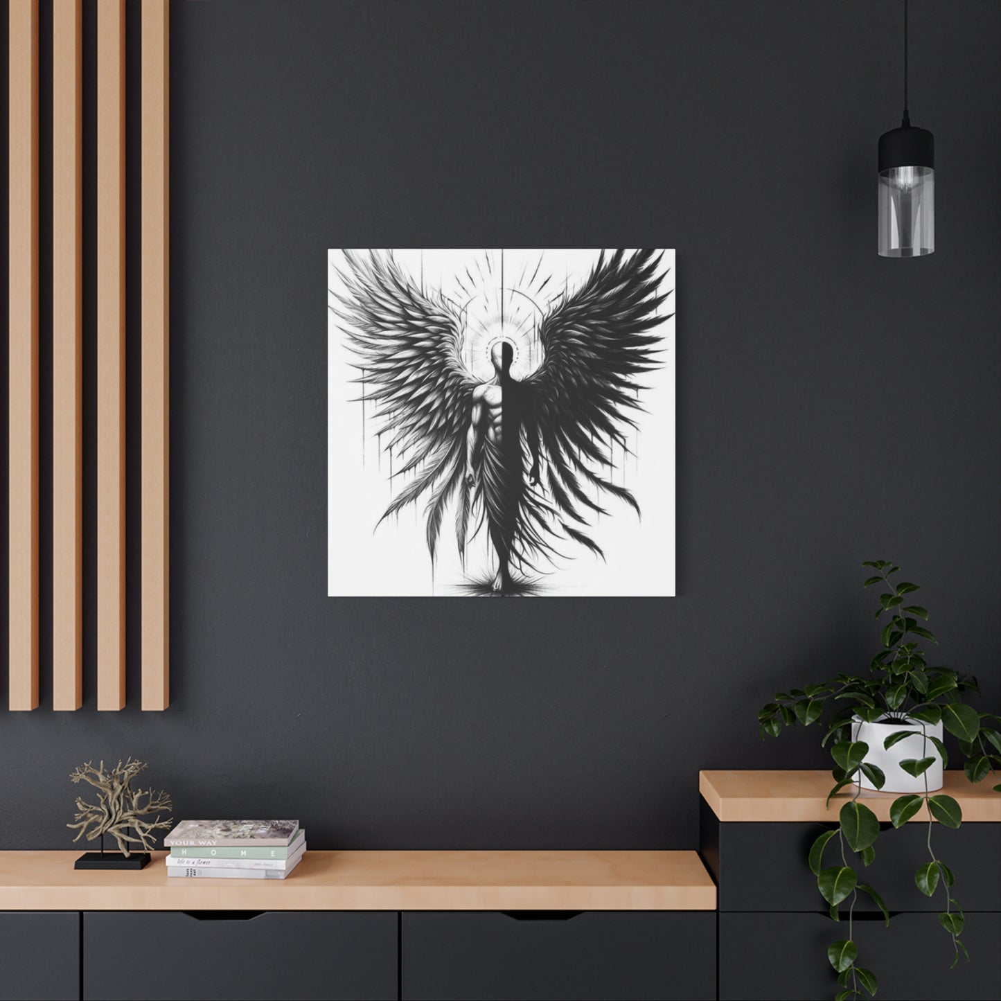 Black and White Angel Wings Tattoo Wall Art & Canvas Prints