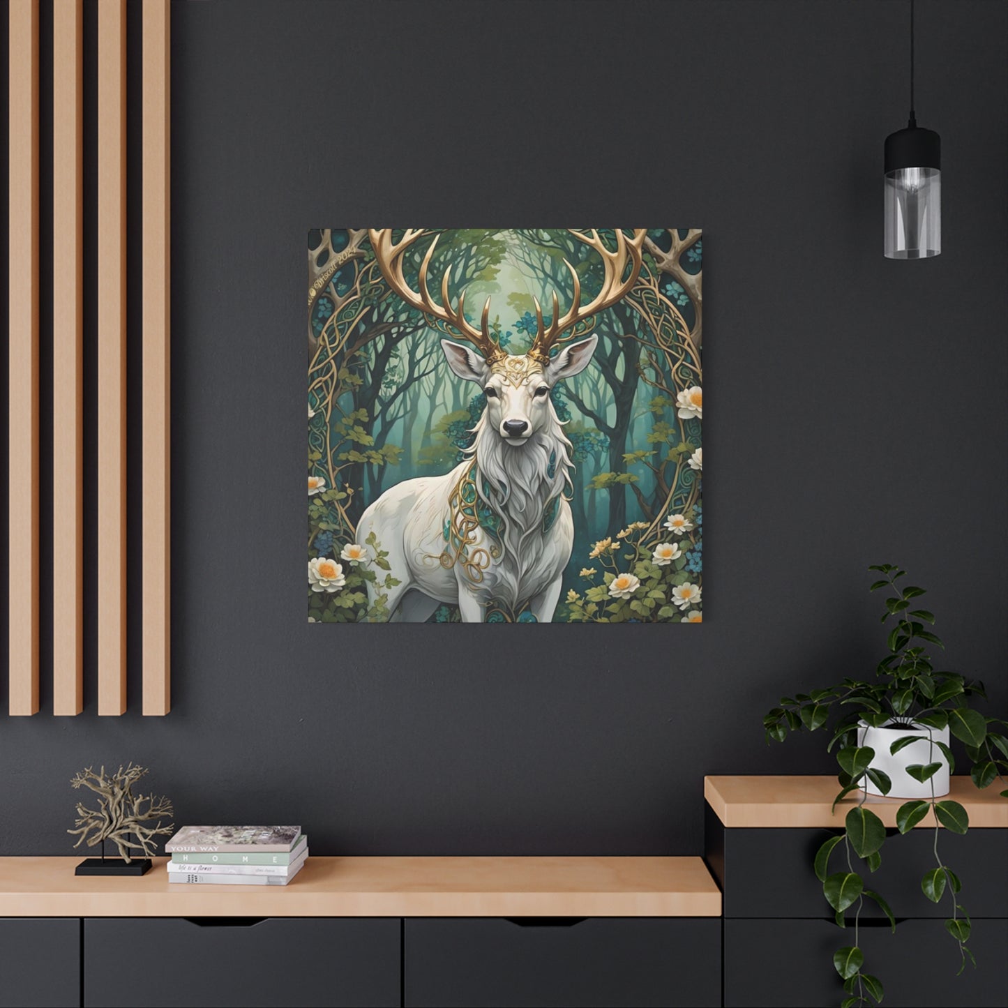 Deer with Flower Wall Art & Canvas Prints
