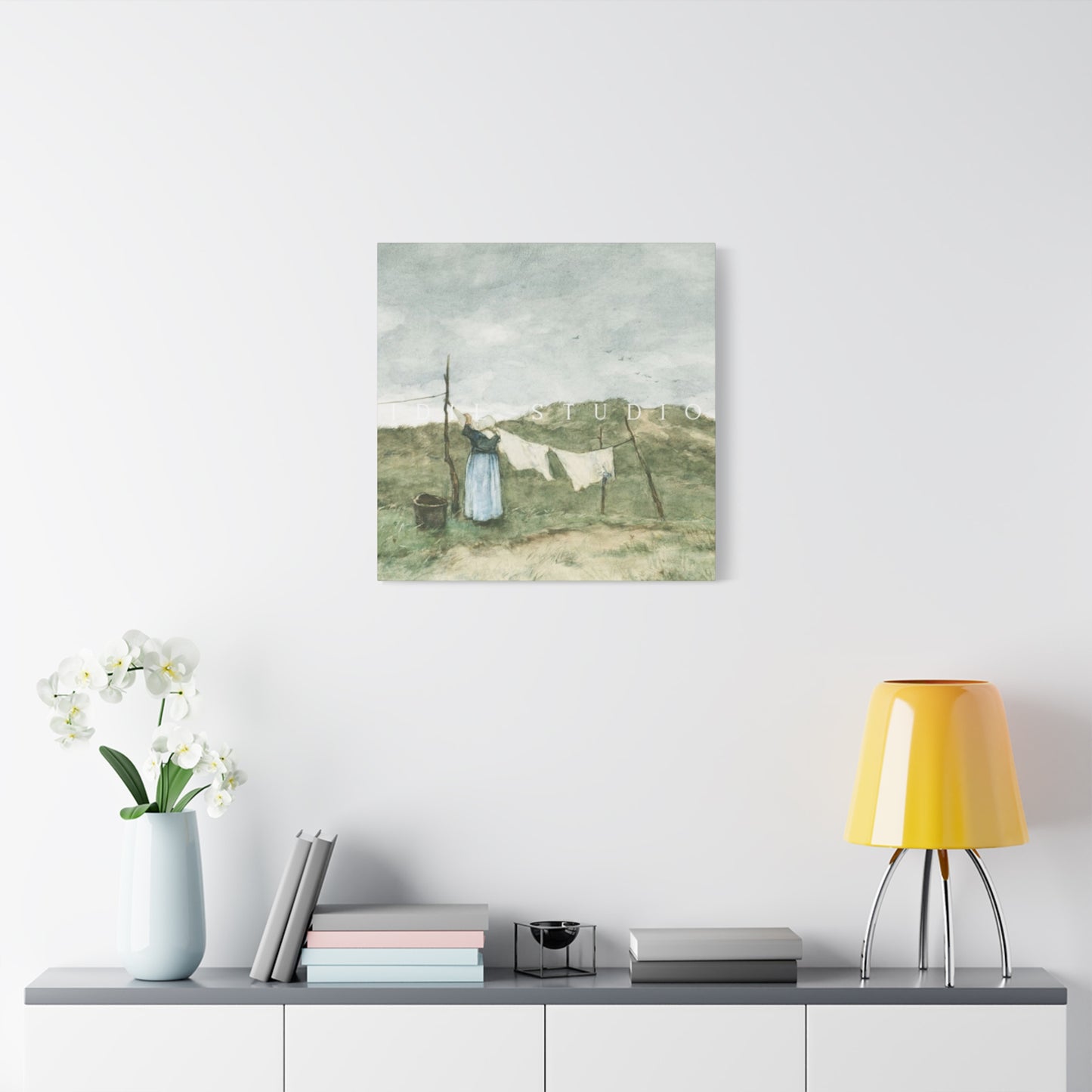 White Clothes Drying Laundry Wall Art & Canvas Prints