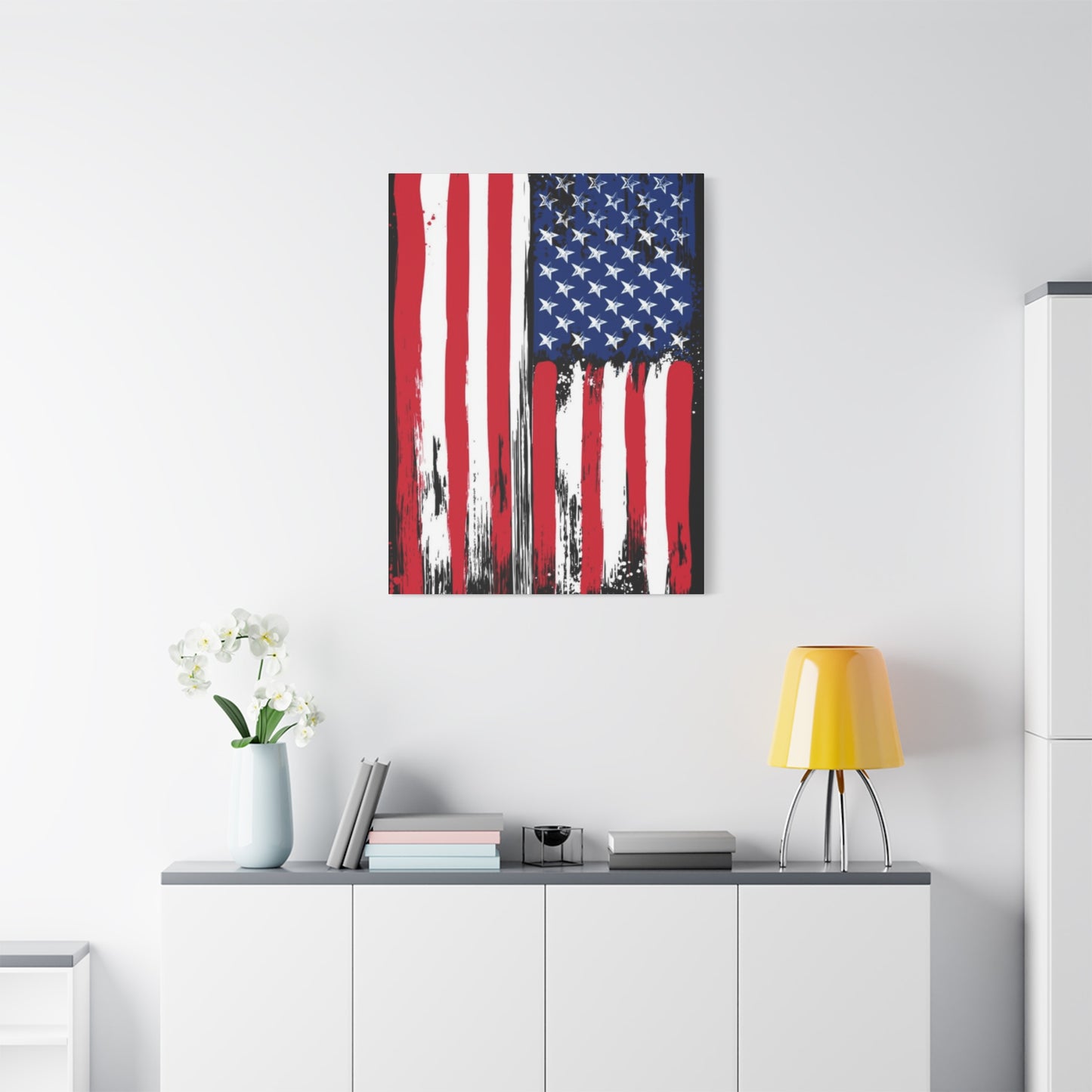 American Flag in Black Background Wall Art & Canvas Prints