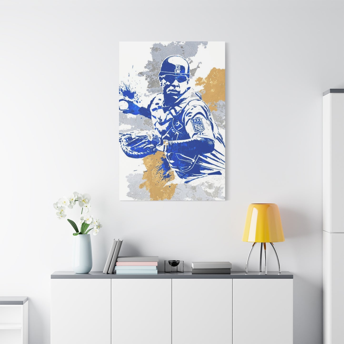 Baseball Fielder Splash Painting Wall Art & Canvas Prints