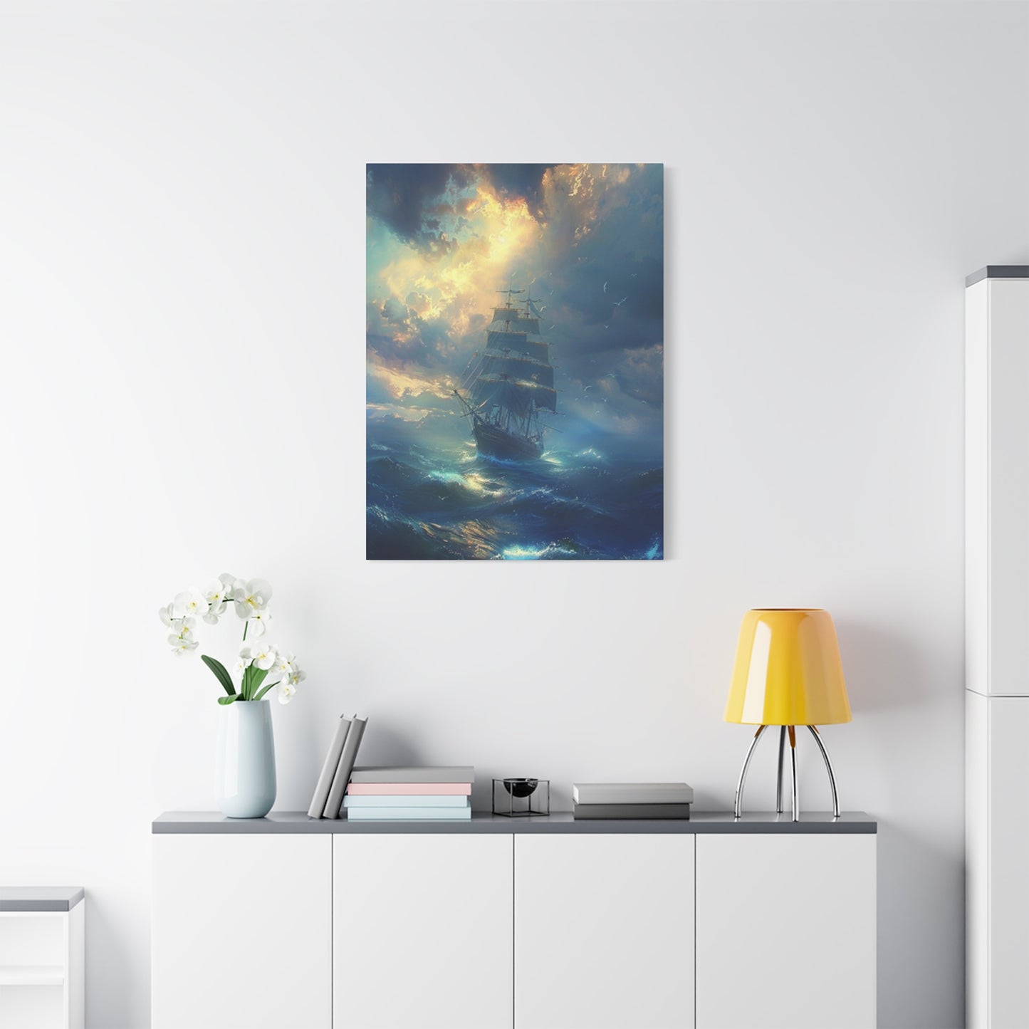Ship Sailing On Large Waves Wall Art & Canvas Prints