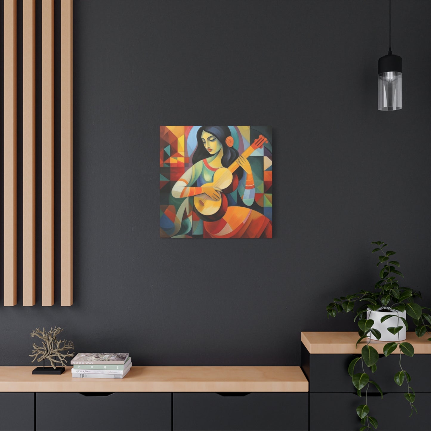 Lady Playing Guitar Cubism Wall Art & Canvas Prints