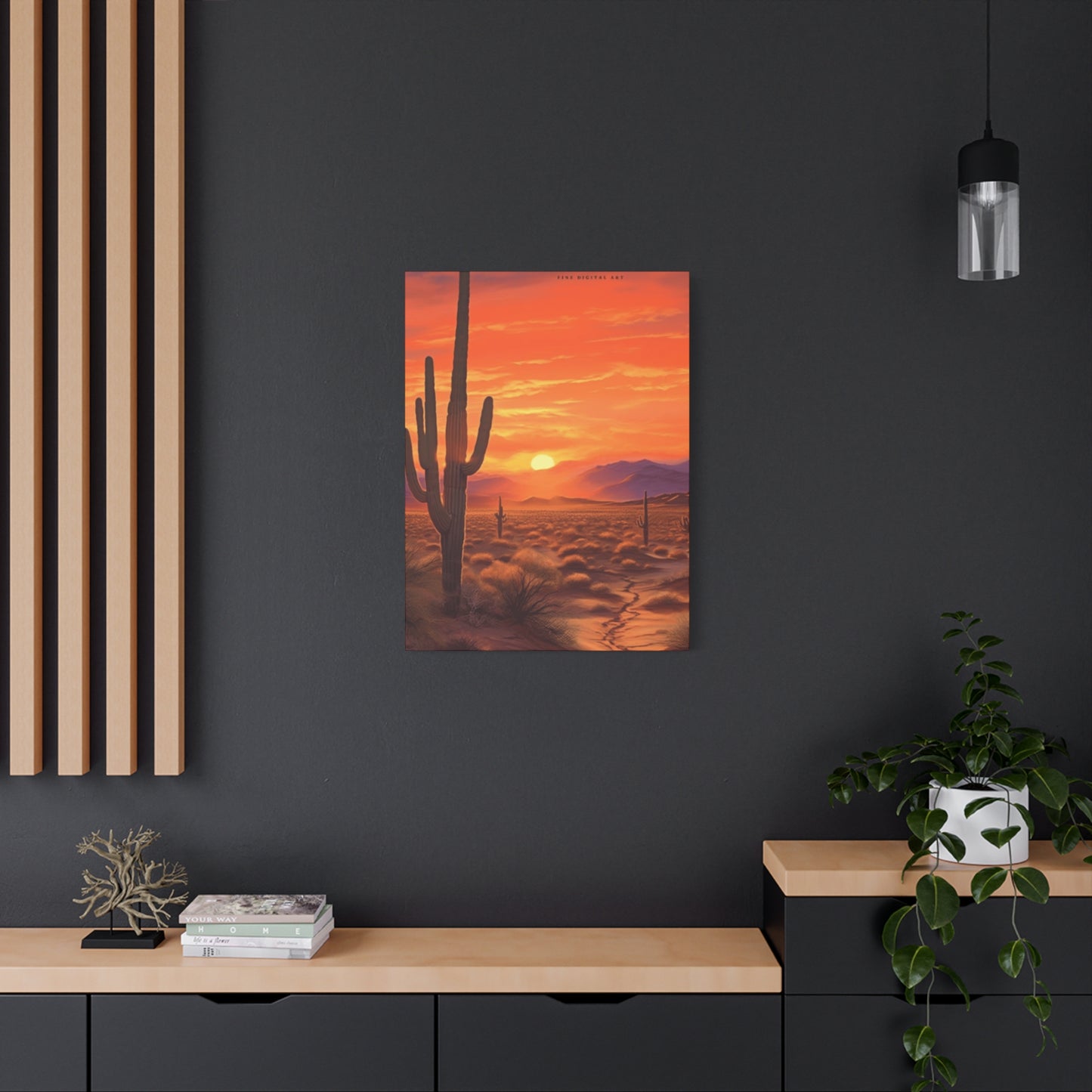 Cactus and Sunset in Desert Wall Art & Canvas Prints