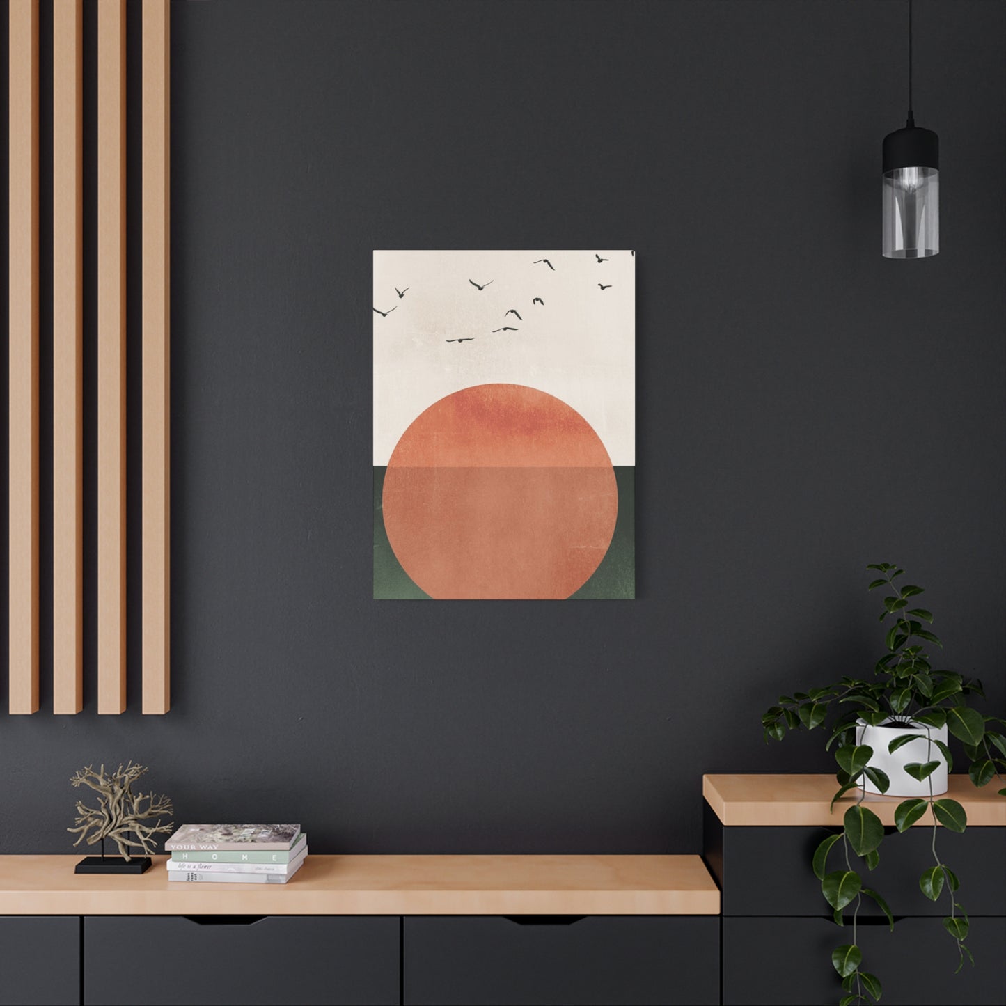 Big sun and Flying Birds Wall Art & Canvas Prints