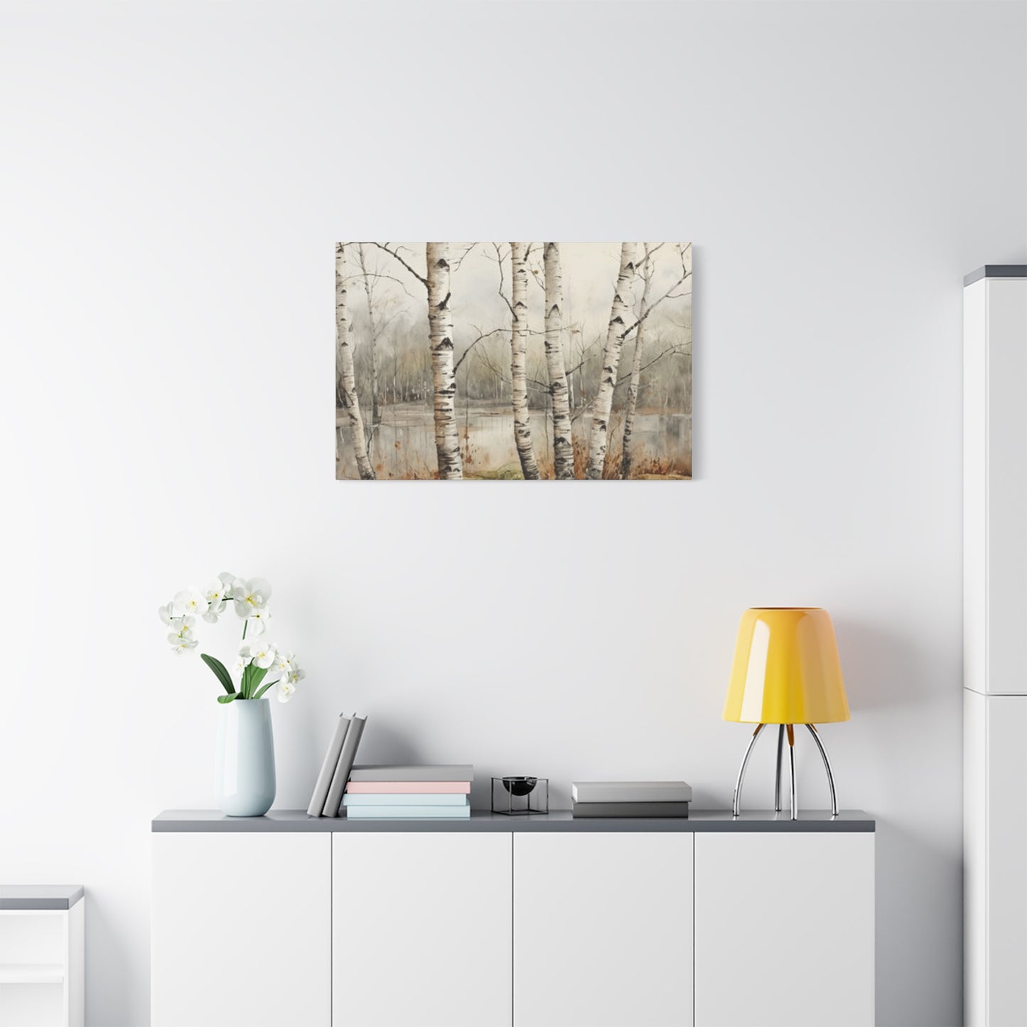Birch Trees Beside Lake Wall Art & Canvas Prints
