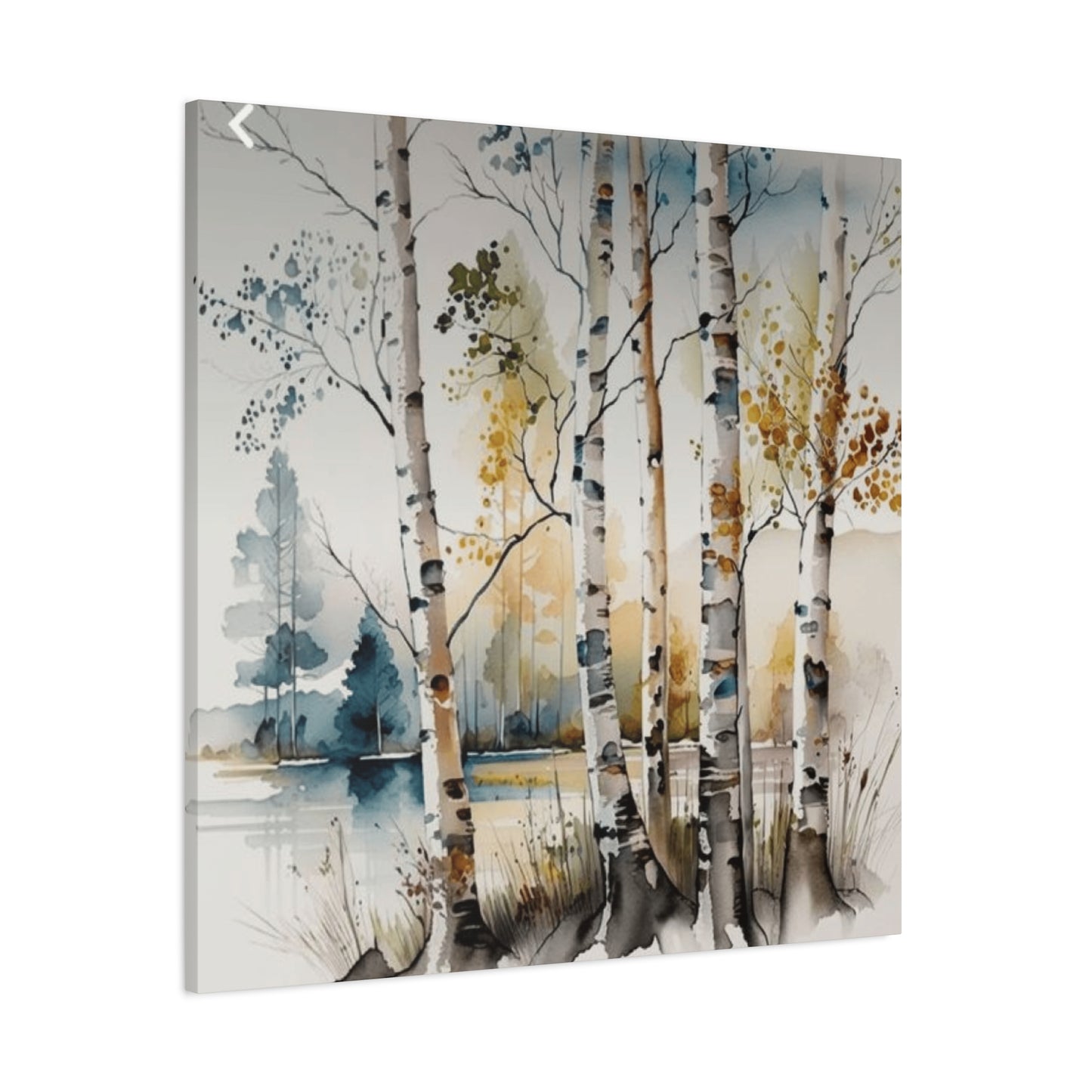 Blue and Orange Birch Tree Painting Wall Art & Canvas Prints