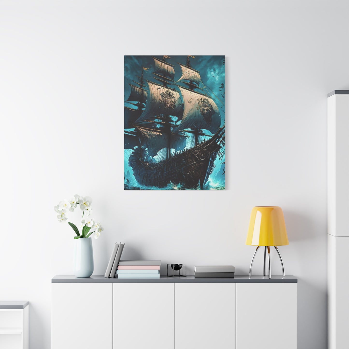 Large Ship Sailing In Night Wall Art & Canvas Prints