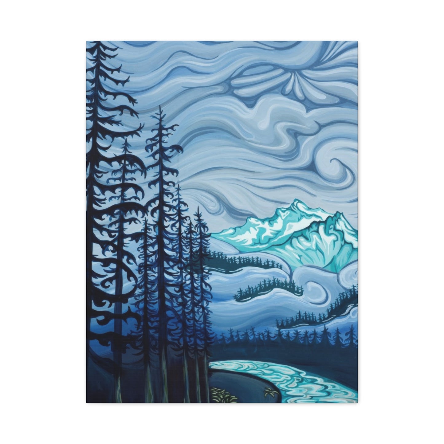 Forest Blue Swirly Sky Wall Art & Canvas Prints