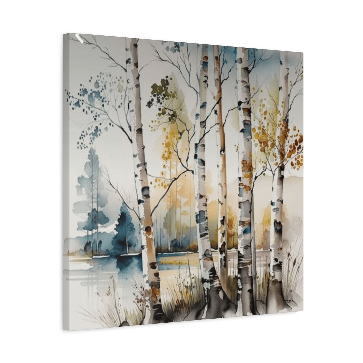 Blue and Orange Birch Tree Painting Wall Art & Canvas Prints