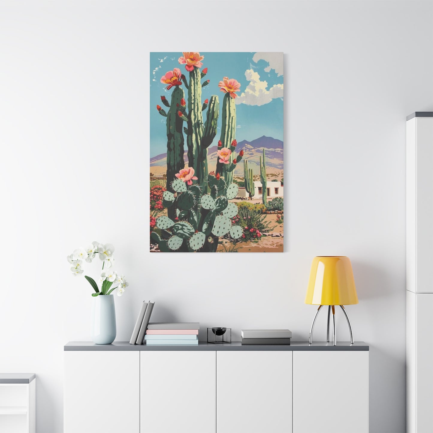 Flower Cactus In A Desert Wall Art & Canvas Prints