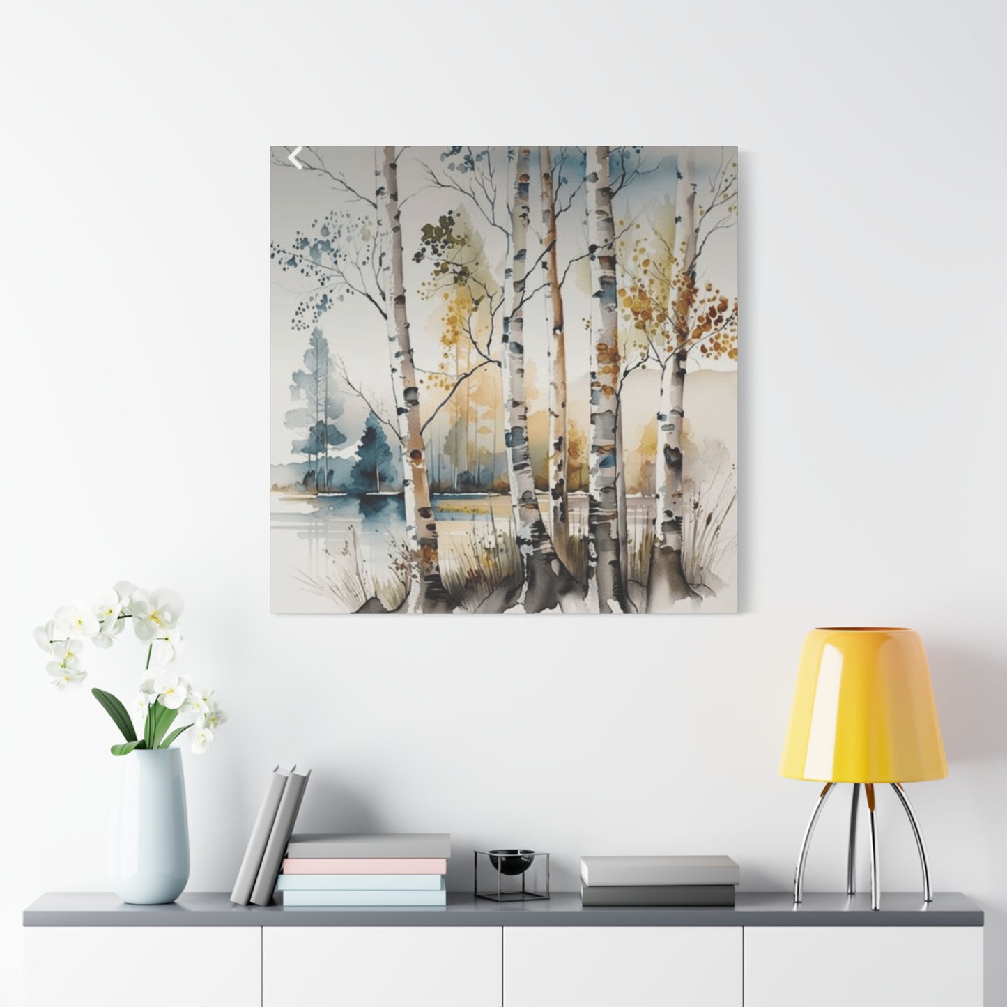 Blue and Orange Birch Tree Painting Wall Art & Canvas Prints
