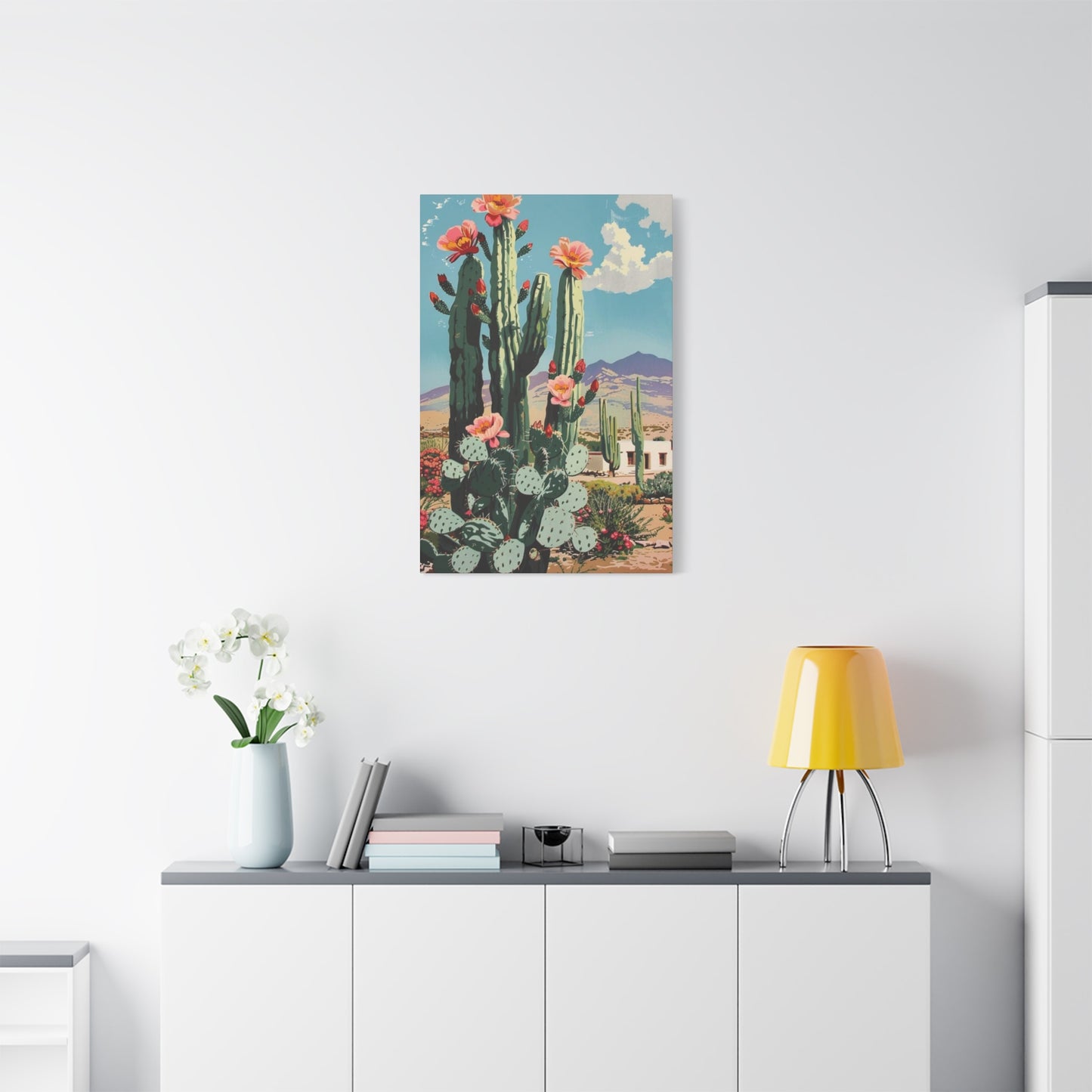 Flower Cactus In A Desert Wall Art & Canvas Prints