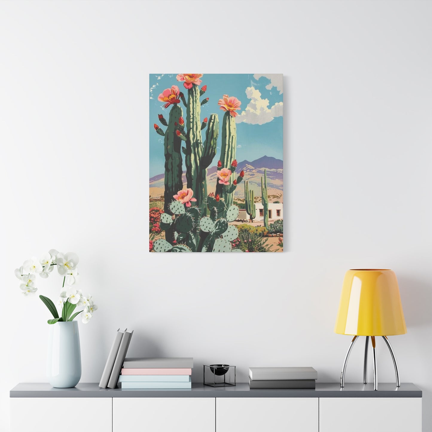 Flower Cactus In A Desert Wall Art & Canvas Prints