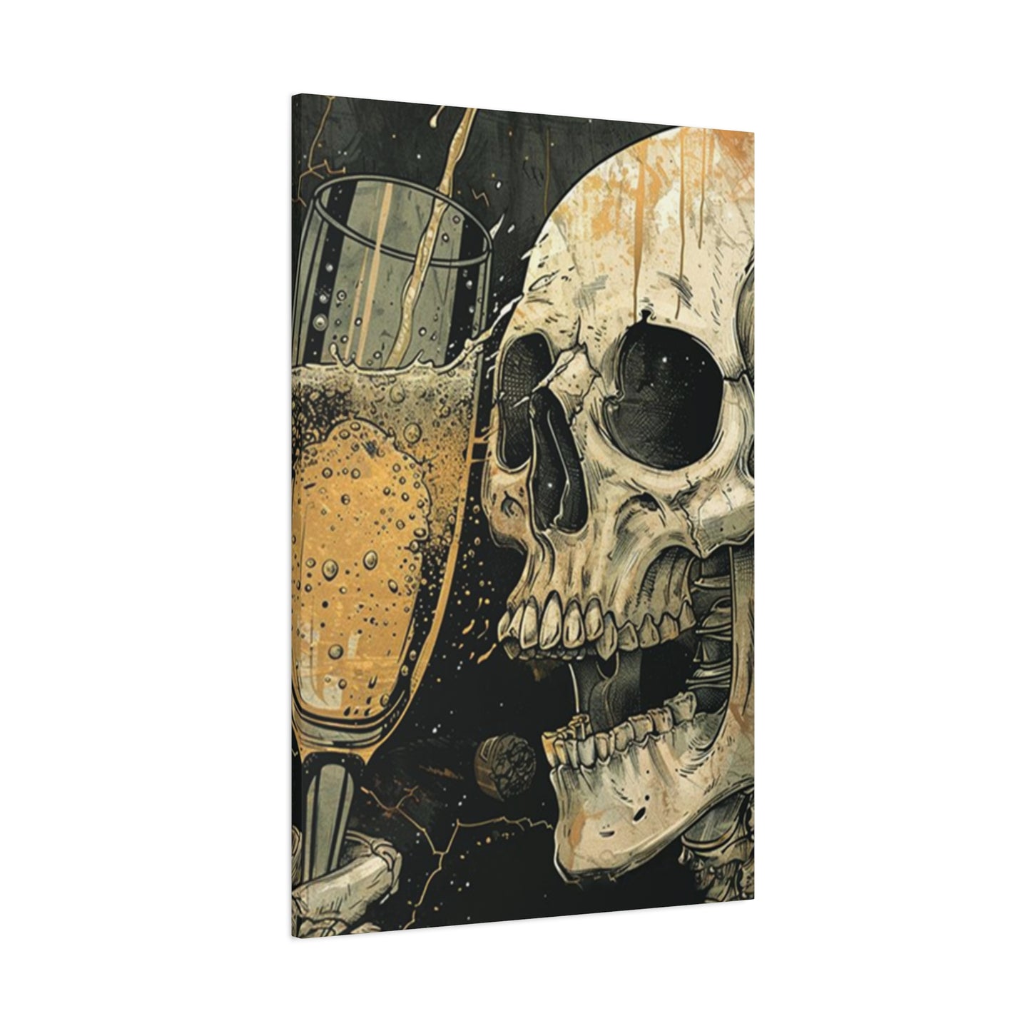 Skull Drinking Poster Wall Art & Canvas Prints