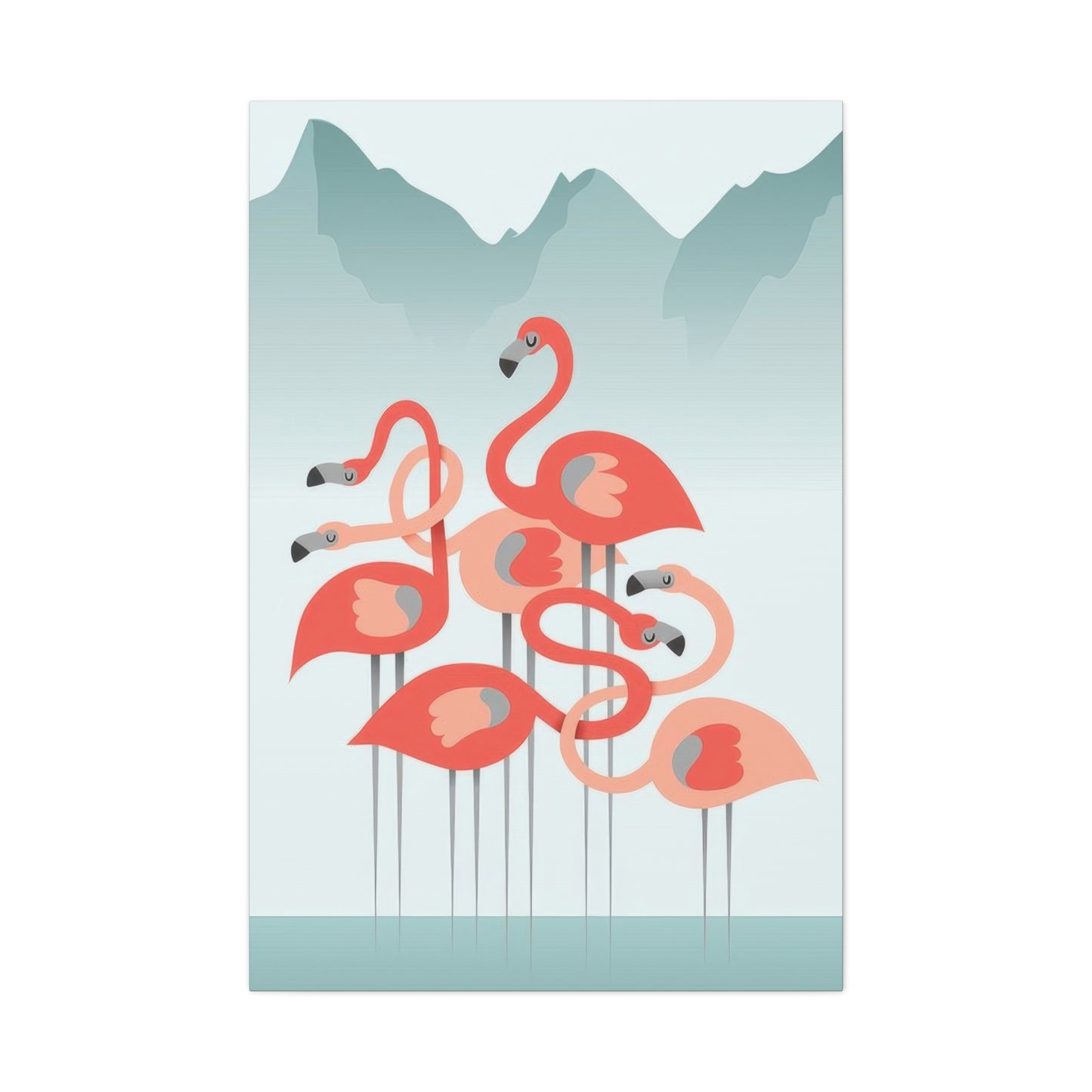 Flamingo Flock Aqua Wall Art & Canvas Prints