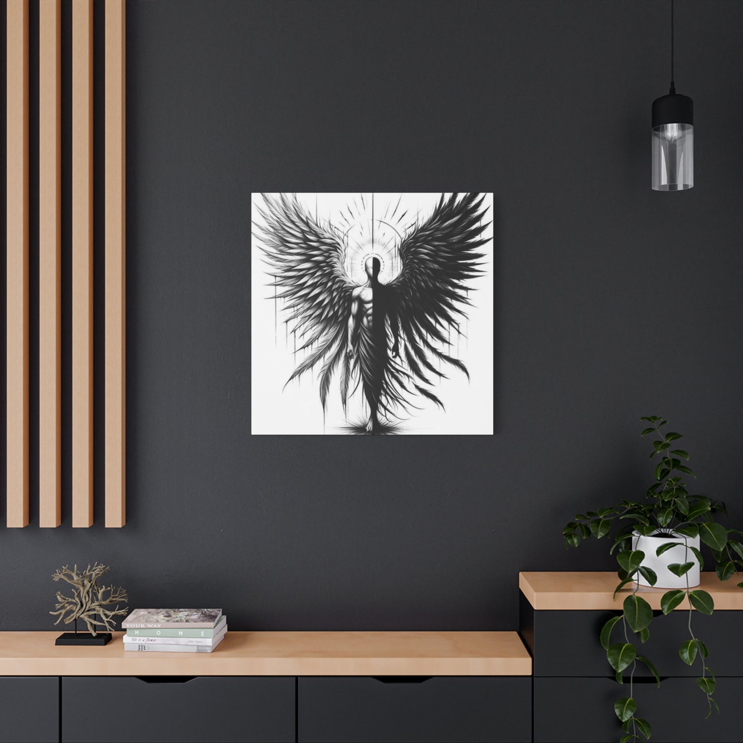 Black and White Angel Wings Tattoo Wall Art & Canvas Prints