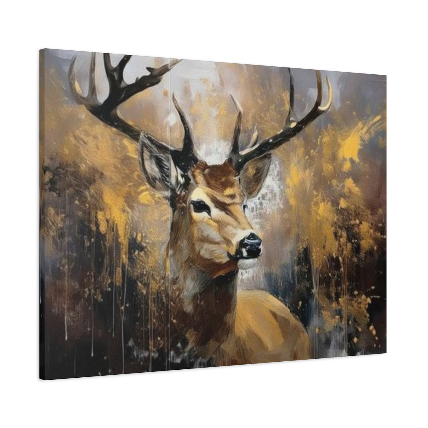Reindeer Golden Painting Wall Art & Canvas Prints