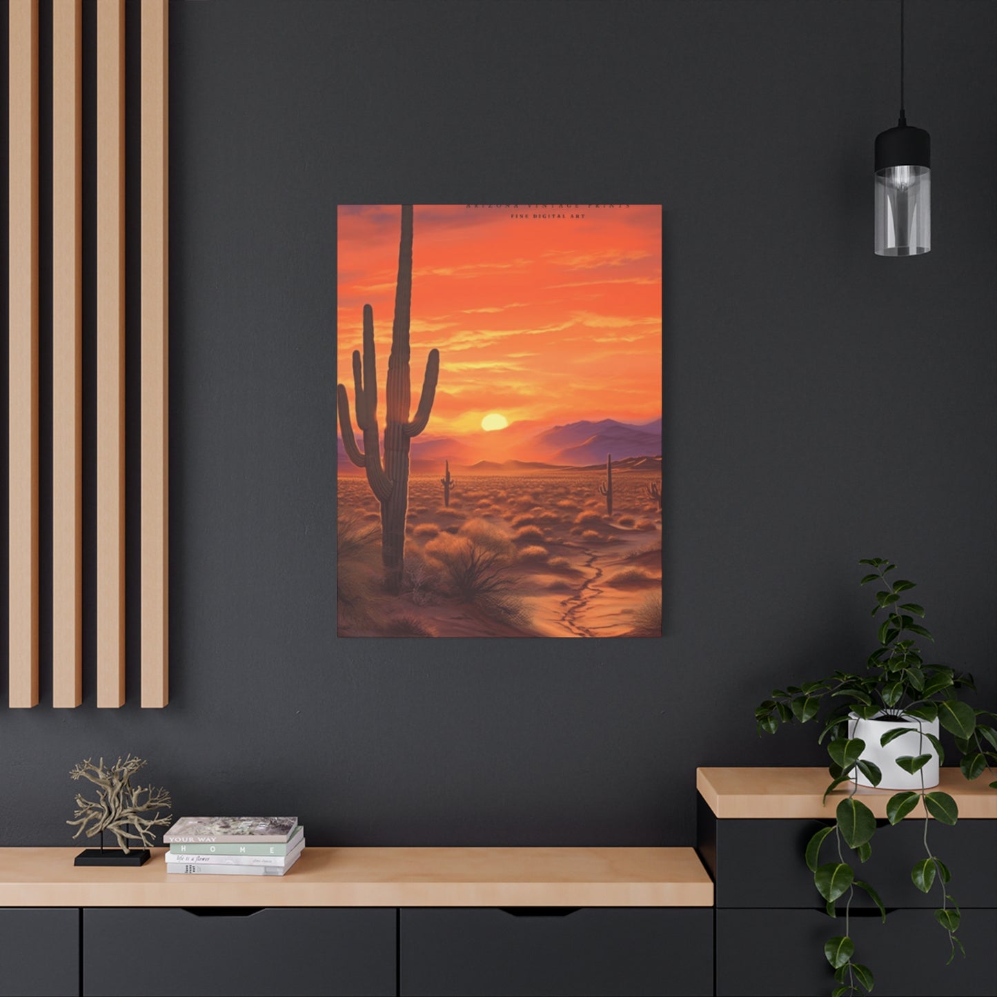 Cactus and Sunset in Desert Wall Art & Canvas Prints