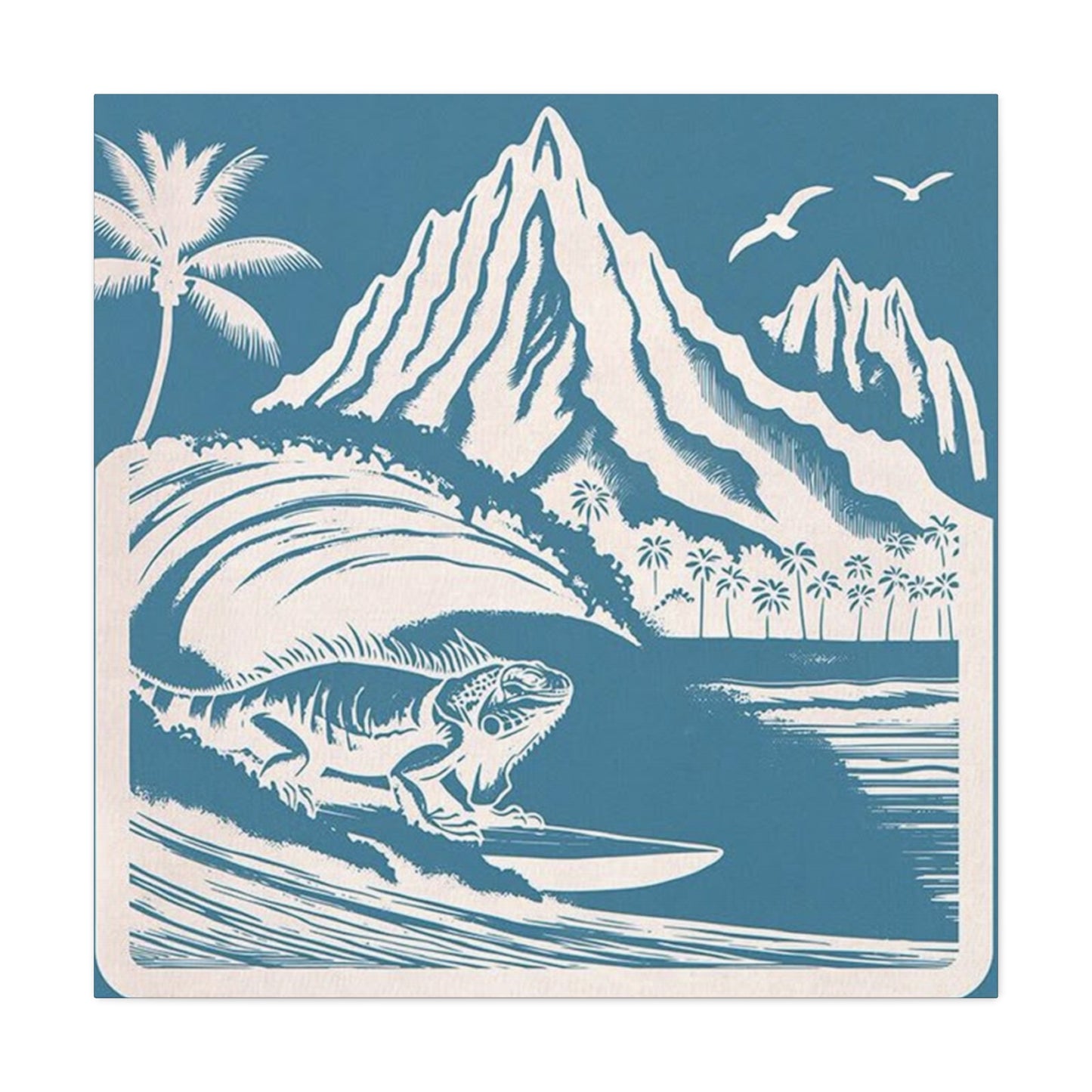 Chameleon Surfing Wall Art & Canvas Prints