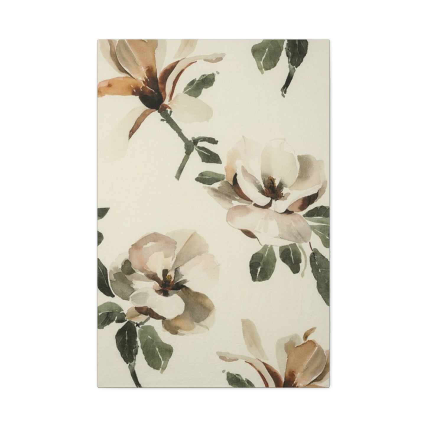 White Magnolia Flower Plant Drawing Wall Art & Canvas Prints