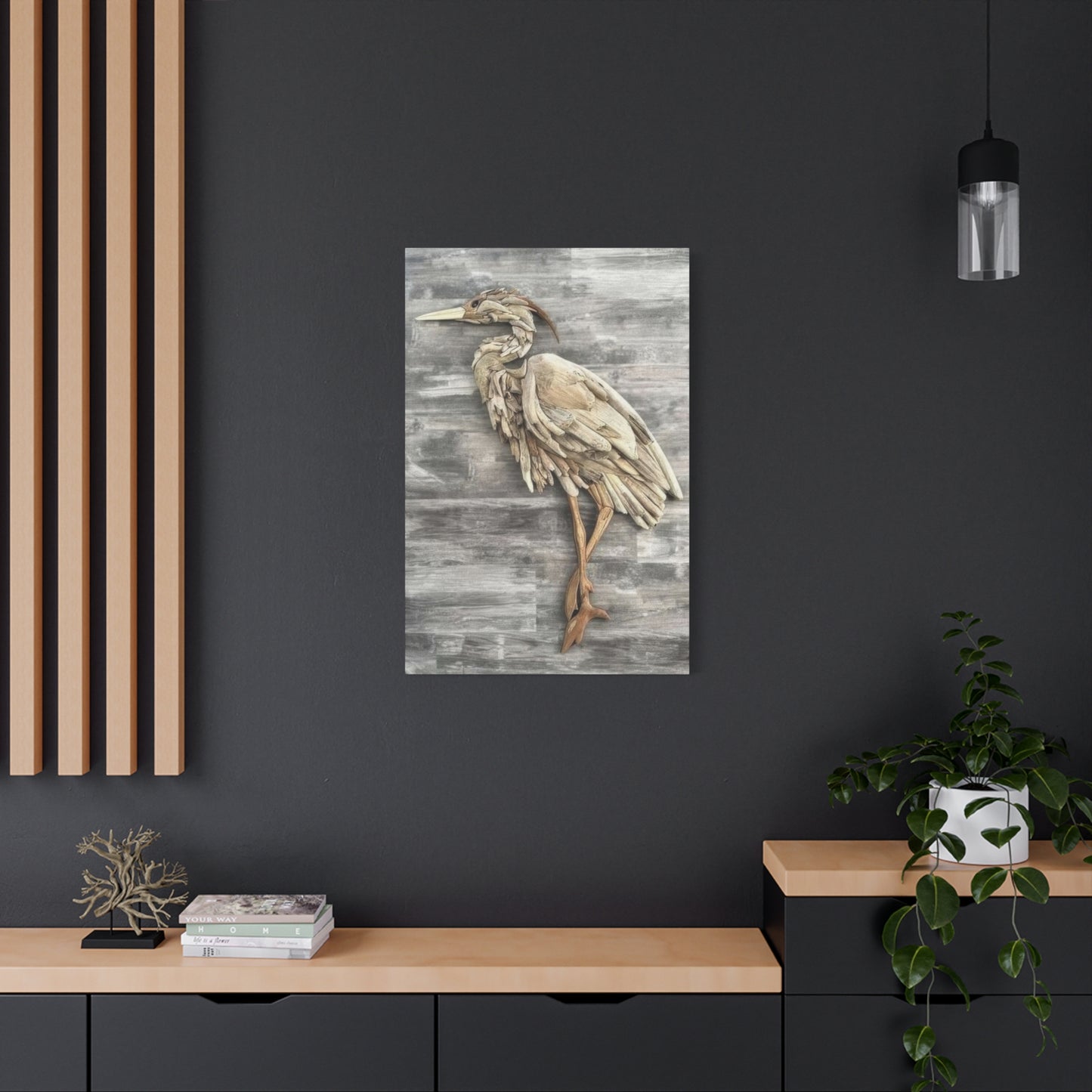Driftwood Crane Wall Art & Canvas Prints