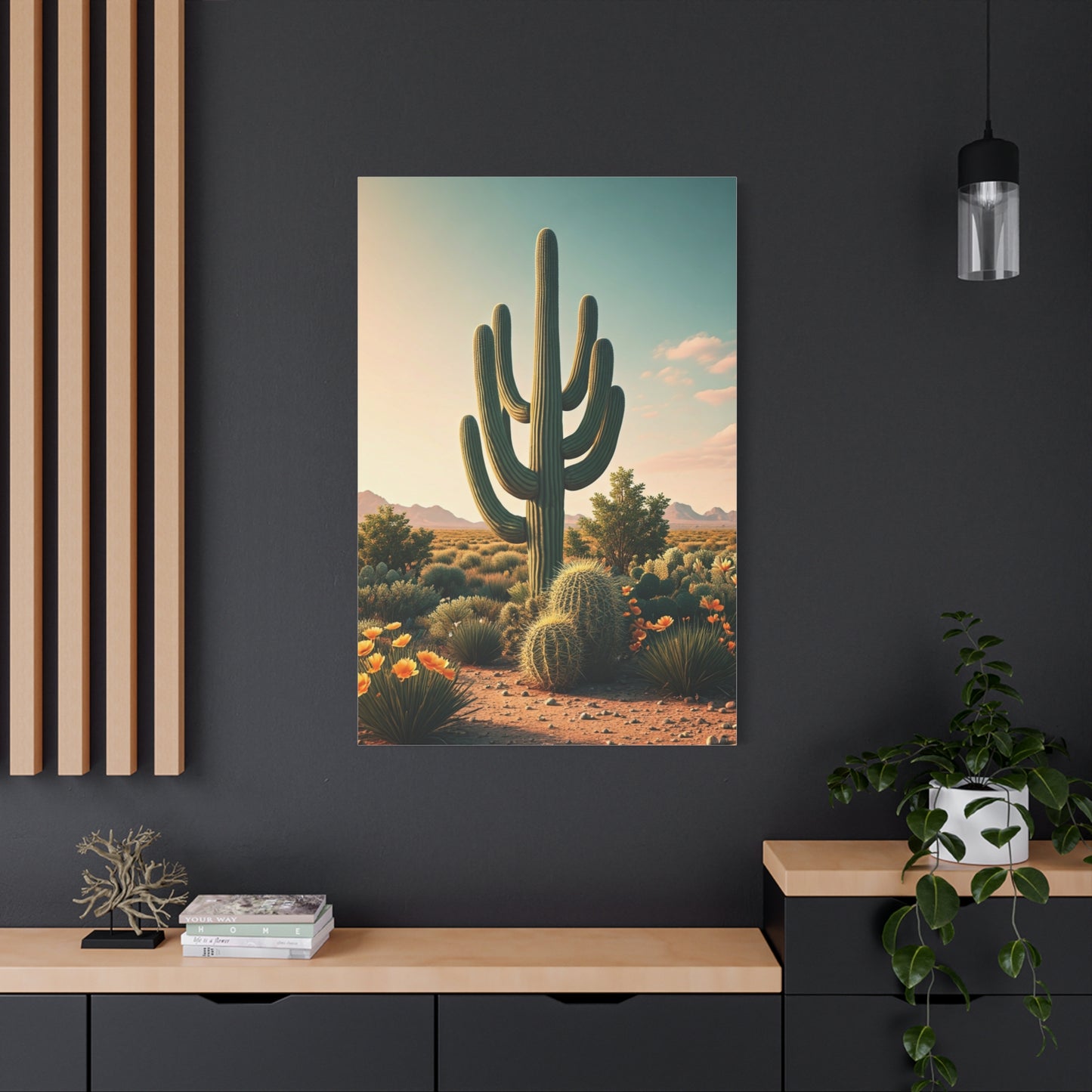 Saguaro and Barrel Cactus Desert Vista Wall Art & Canvas Prints