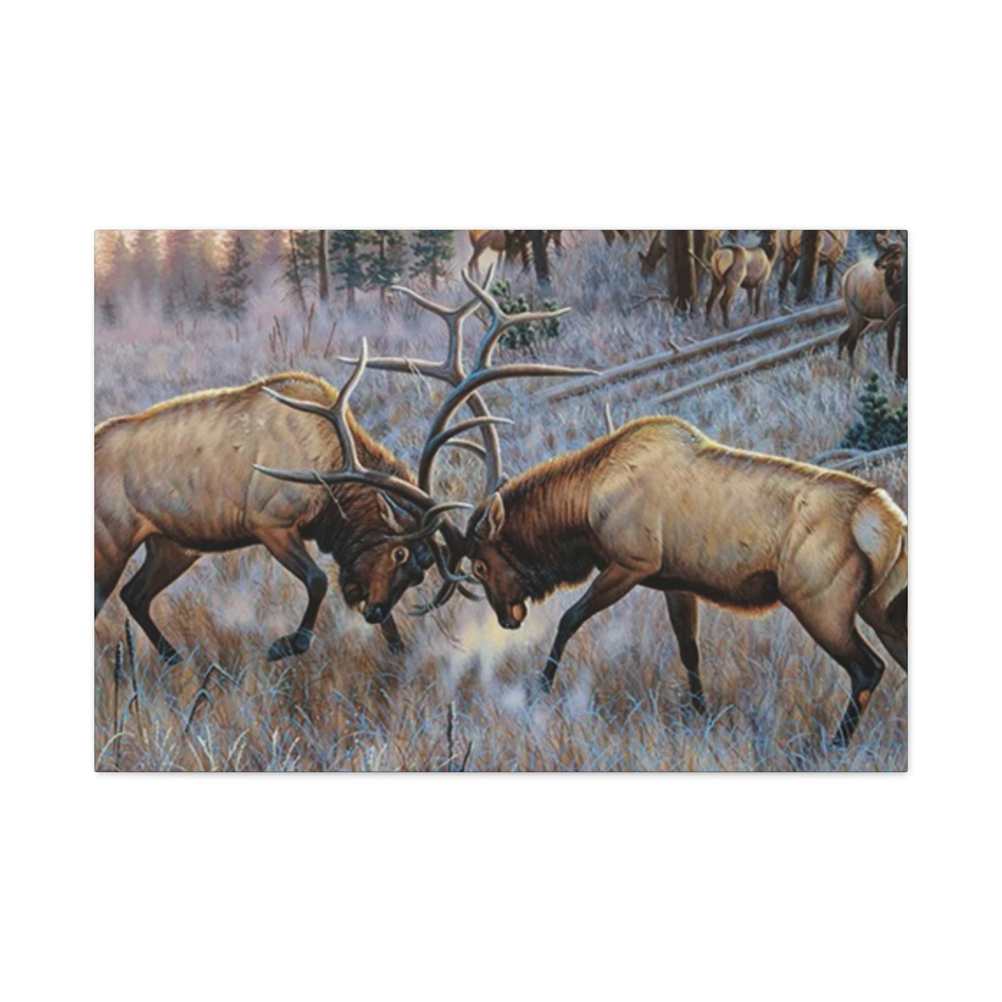 Reindeer Fighting Painting Wall Art & Canvas Prints