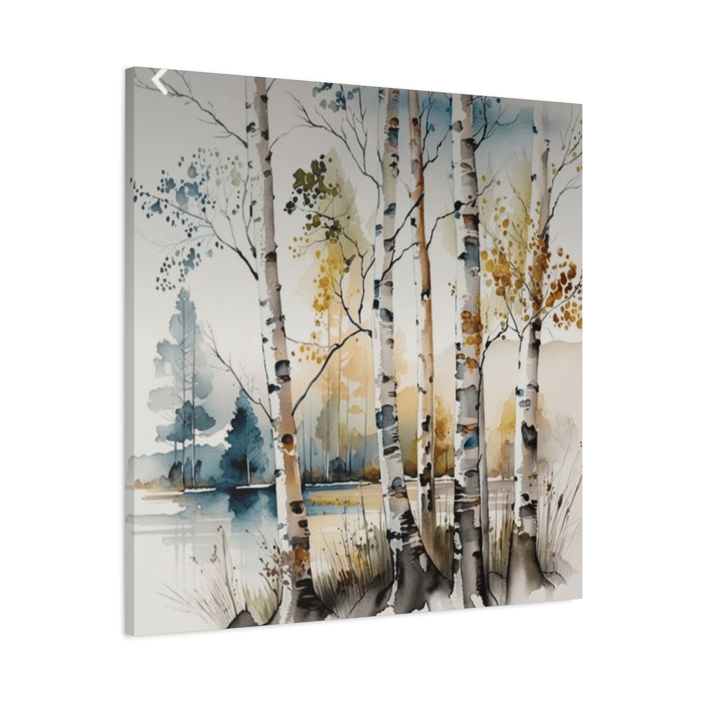 Blue and Orange Birch Tree Painting Wall Art & Canvas Prints