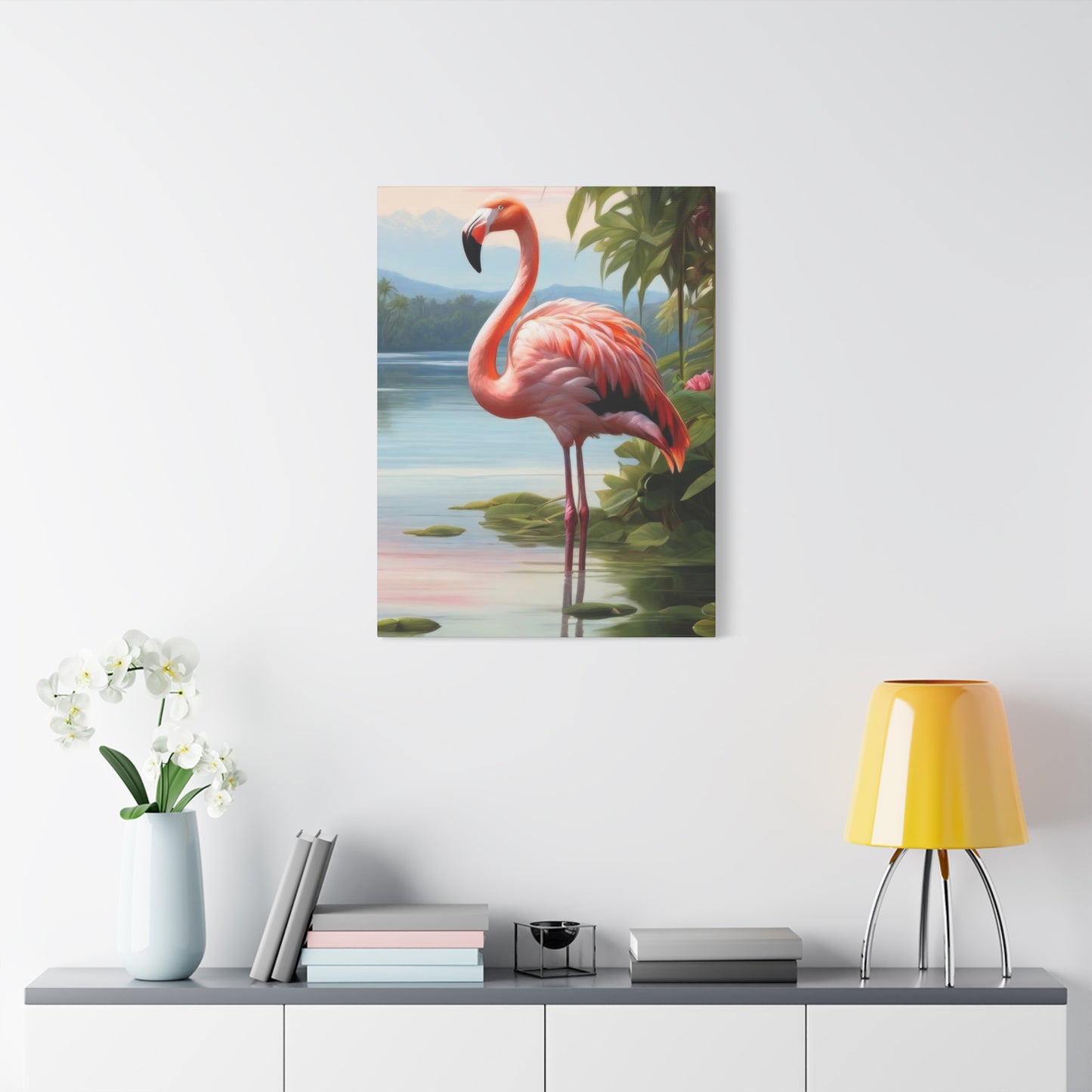 Flamingo In Water Wall Art & Canvas Prints