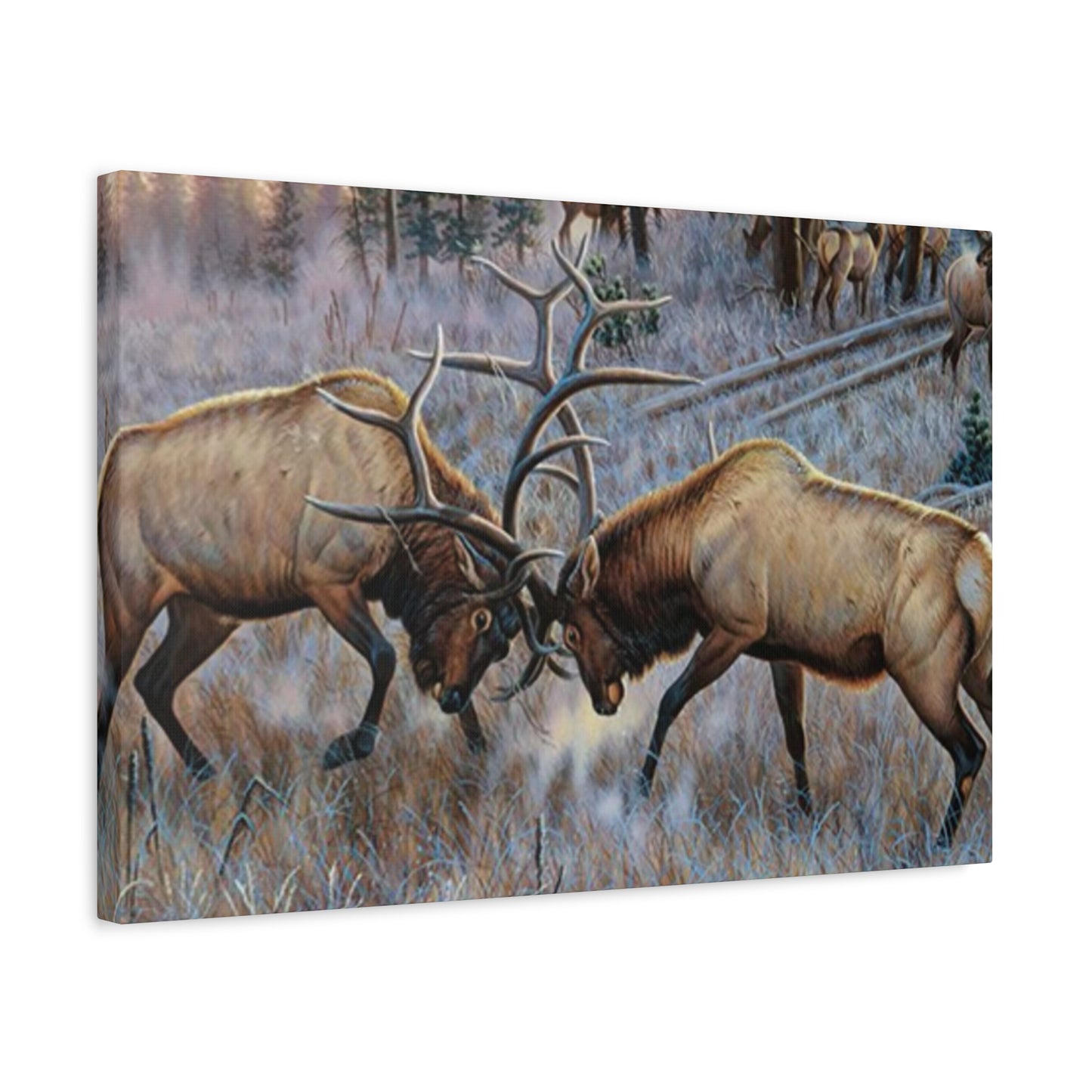 Reindeer Fighting Painting Wall Art & Canvas Prints