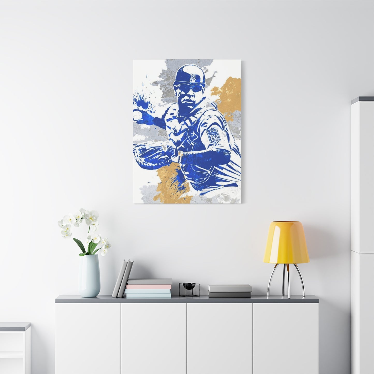 Baseball Fielder Splash Painting Wall Art & Canvas Prints