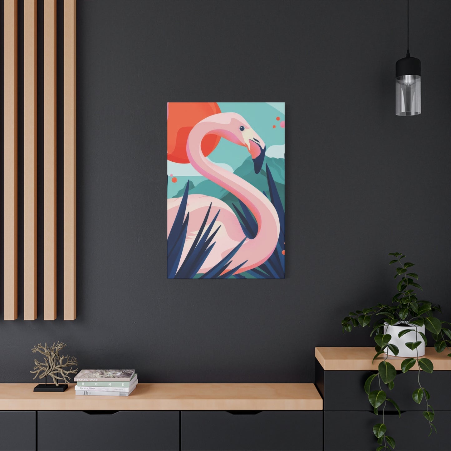 Flamingo Green Blue Wall Art & Canvas Prints