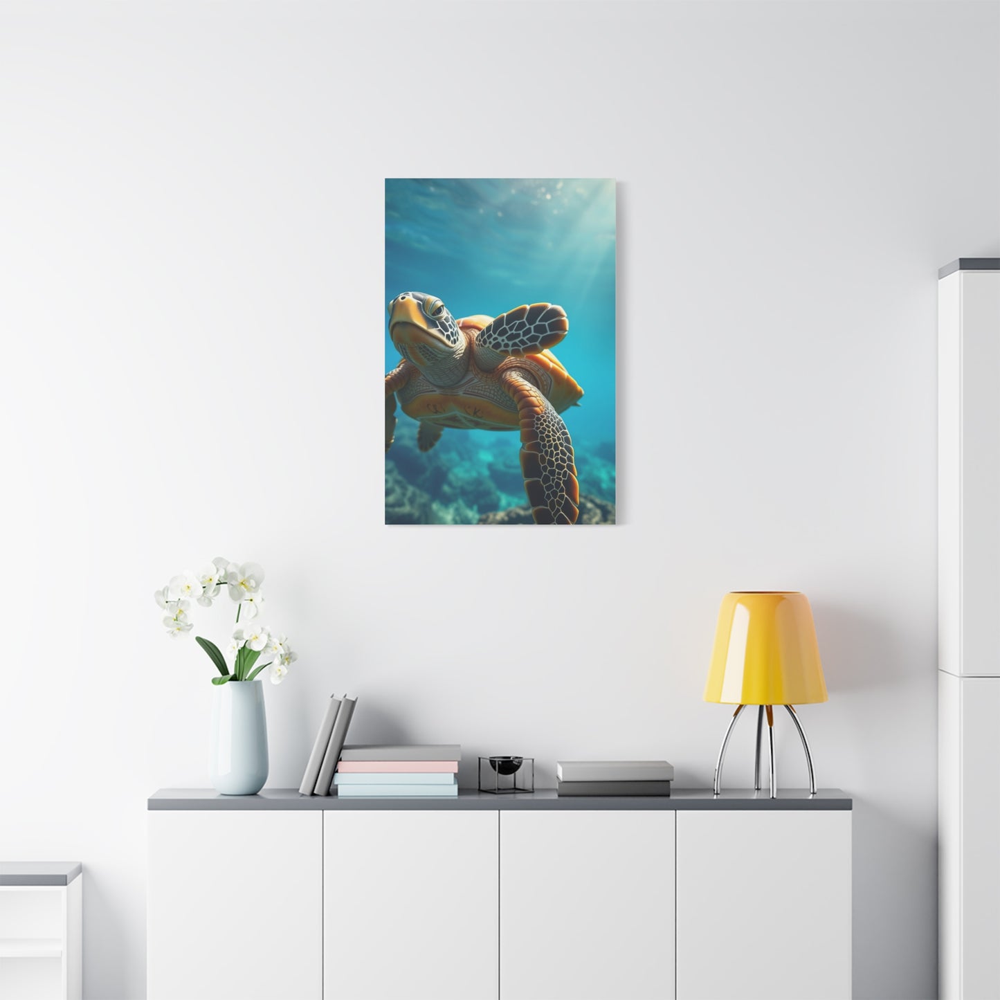 Azure Tortoise Masterpiece Wall Art & Canvas Print